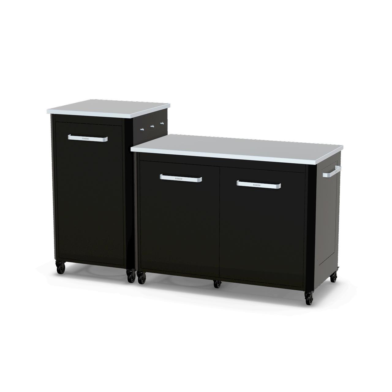 Cozze Outdoorküche Bundle mit Schrankmodul 120 cm & hohes Schrankmodul 60 cm mit Edelstahlplatte
