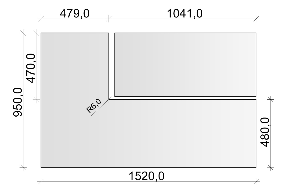 2tlg. Winterplatte/Vorlegeplatte, 152x95 cm mit gefaster Kante
