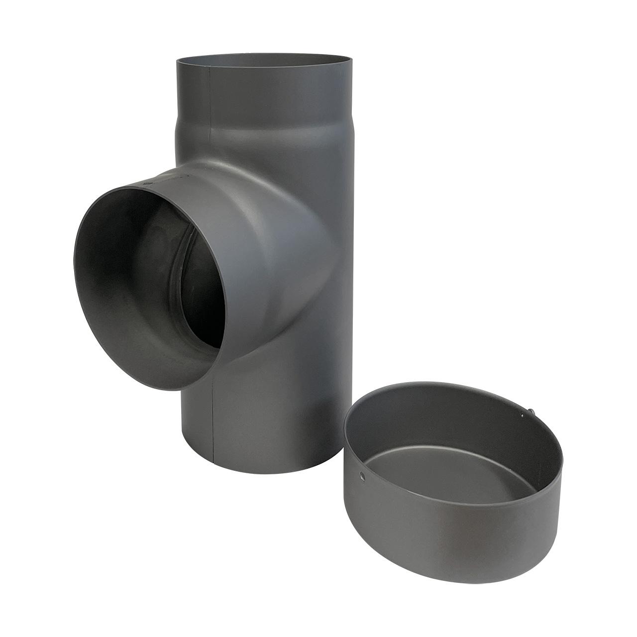 Ofenrohr T-Stück Kapselknie DN 150 mm Gussgrau
