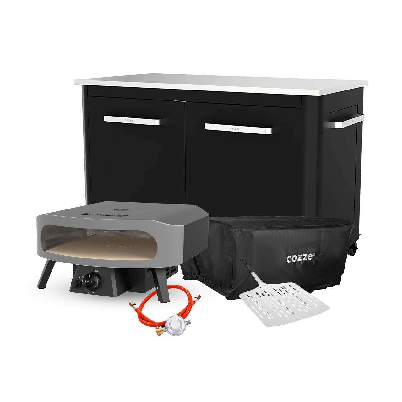 Gas Pizzaofen Cozze 17 Zoll Classic mit Thermometer & Druckminderer 50 mbar Zubehör Set 4