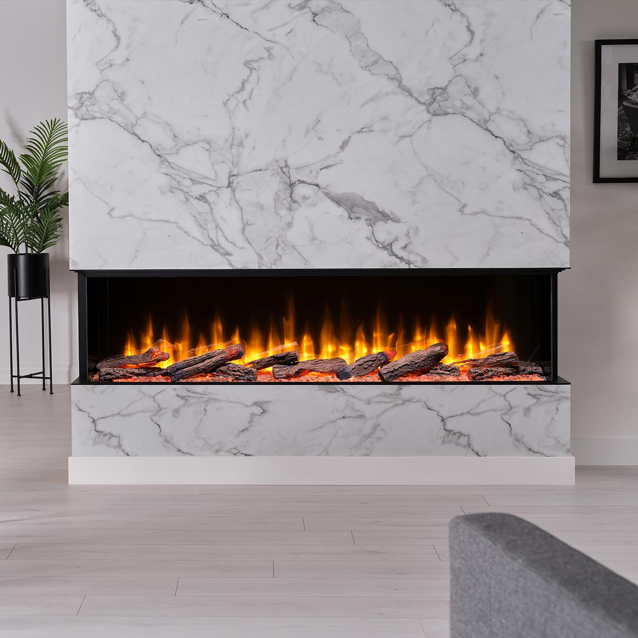 Dimplex Ignite Ultra 74 Elektrokamin - 3-seitiger Panorama-Einbau mit Optiflame-Technologie, App-Steuerung und Soundeffekt