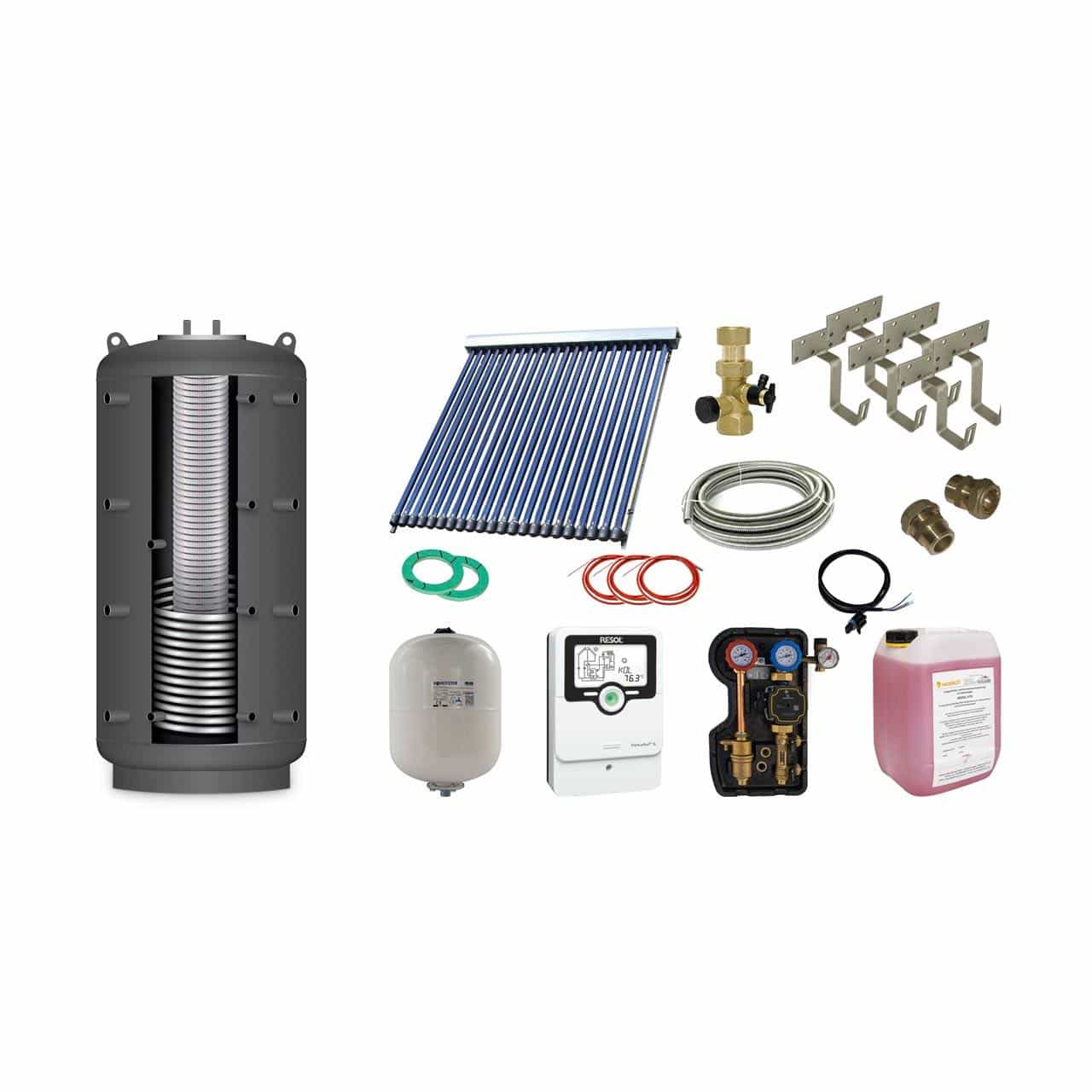 Solarthermie Komplettset Fläche 20,2 m² und Hygienespeicher 1500 l