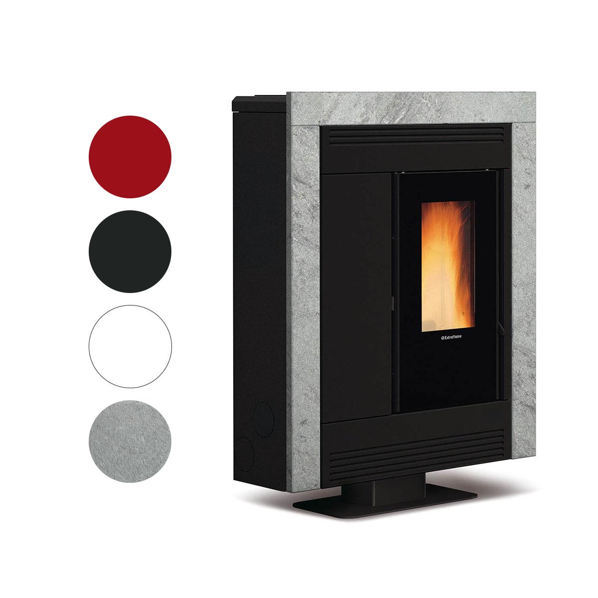 Pelletofen Extraflame Souvenir Plus 5.0 mit 10 kW - Verkleidung: bordeaux