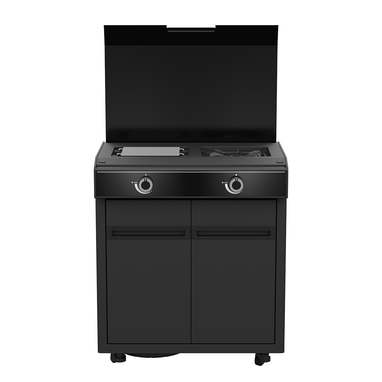 Outdoorchef Heat Outdoorküche X-515 RB K mit Blazing Zone X-245 K und Kühlschrankmodul inkl. CASO Barbecue Cooler und Arbeitsplatte aus Granit