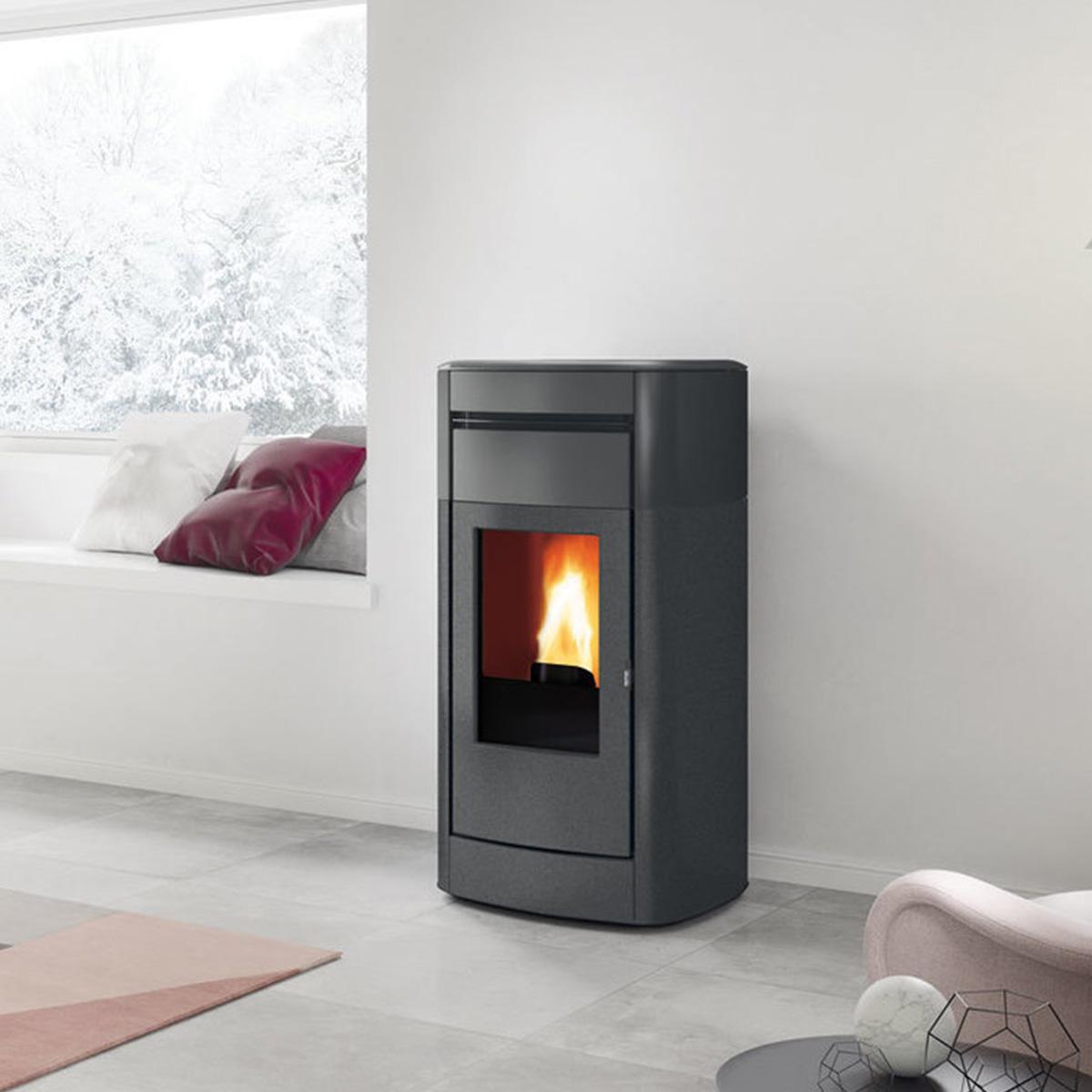 Pelletofen wasserführend Edilkamin Vyda H 19 Evo 19,2 kW - Variante: Keramik Dunkelgrau