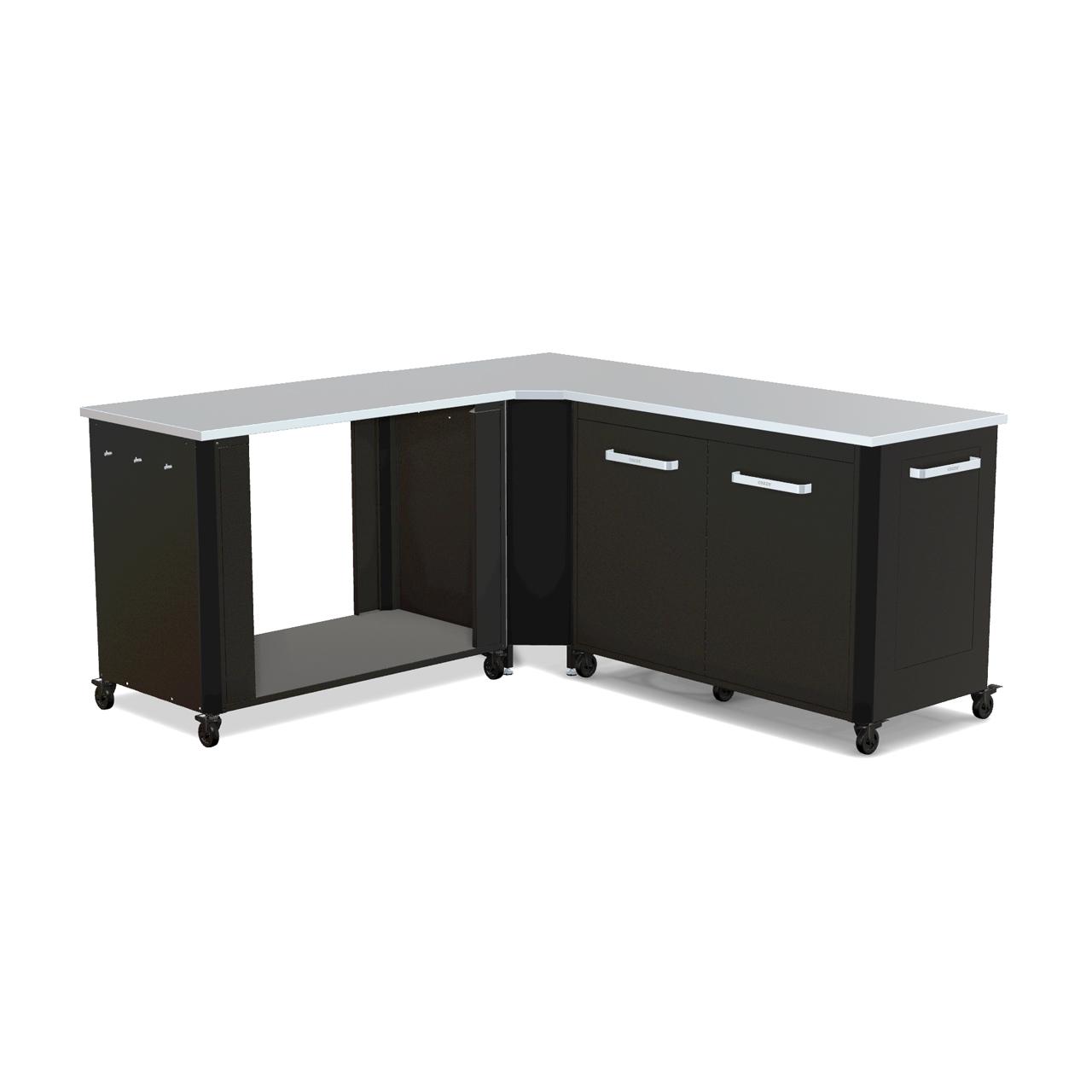 Cozze Outdoorküche Bundle mit Ecktisch, Schrankmodul 120 cm & offenem Modul 115 cm mit Edelstahlplatte