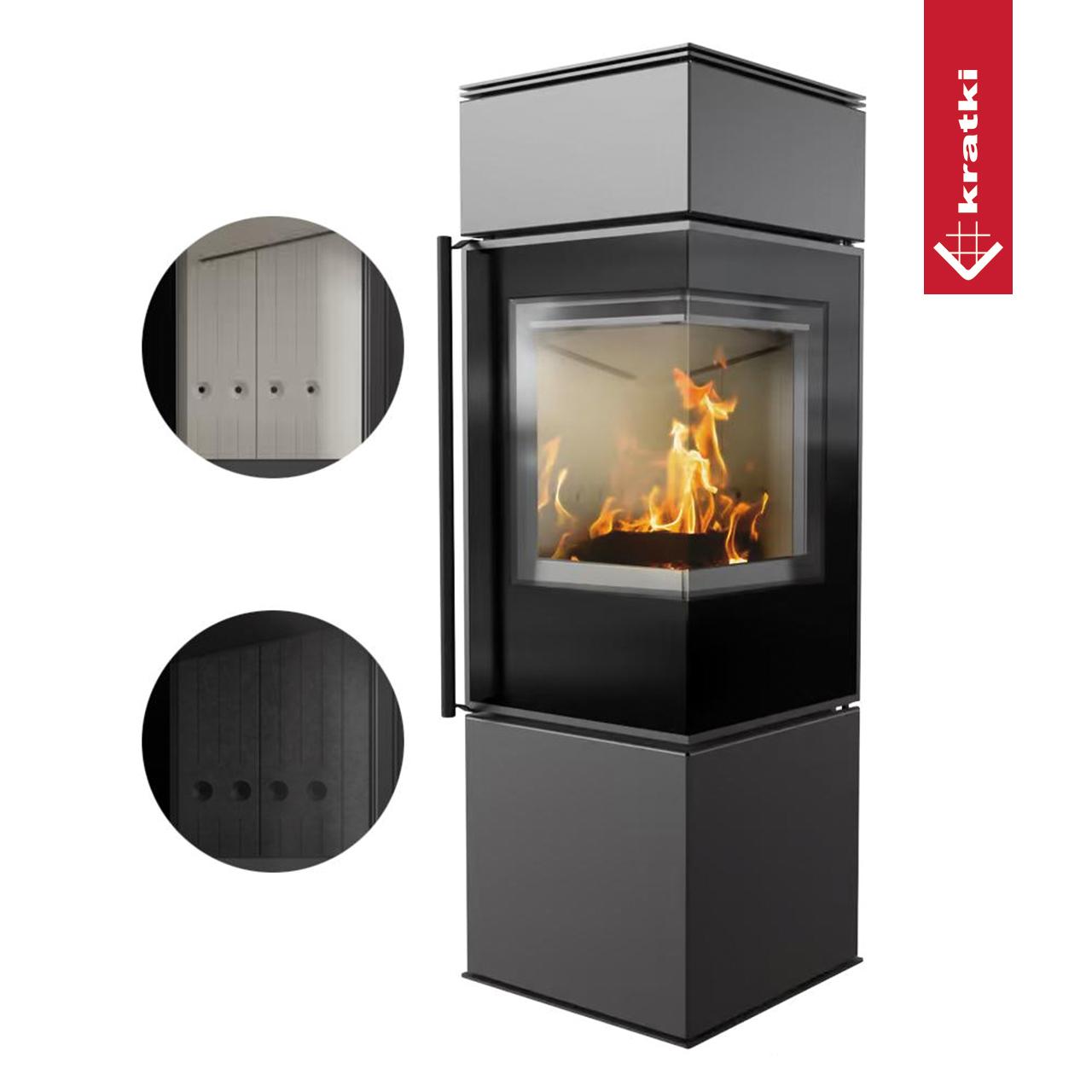 Kaminofen Kratki REN/S 7 kW - Ausführung: Weiß - Version: Ecke links - Tür selbstschließend: ja