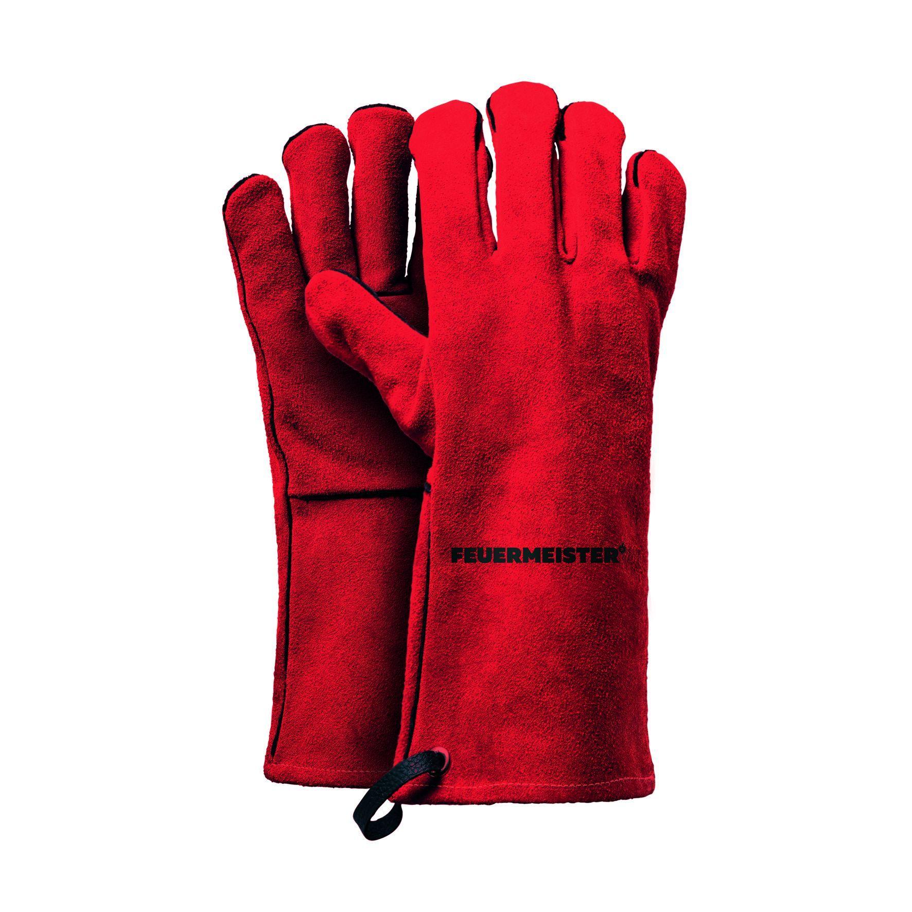 Feuermeister Premium BBQ Grillhandschuhe aus Spaltleder in Rot - Ausführung: Gr. L/XL (10)