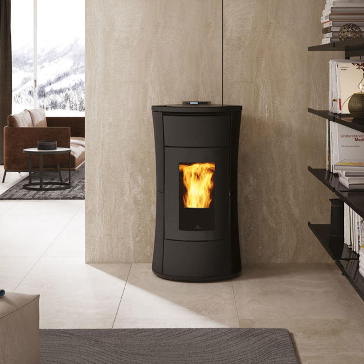Pelletofen wasserführend Edilkamin Cherie H 10 Evo 10,5 kW - Ausführung: Stahl Dunkelgrau
