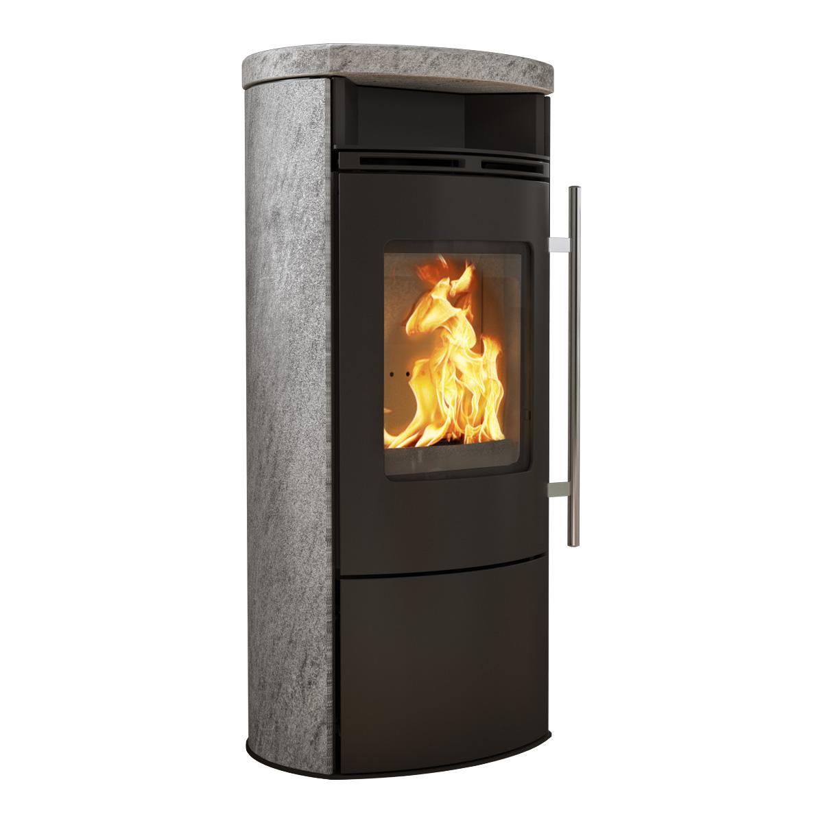 Kaminofen Koppe Karabo XL Speckstein WHF 7 kW - Korpus: Schwarz