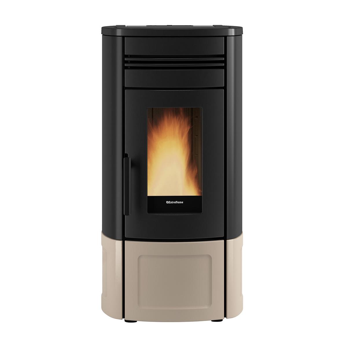 Pelletofen Extraflame Evolution Line Noris Lux mit 12 kW - Verkleidung: taupe matt