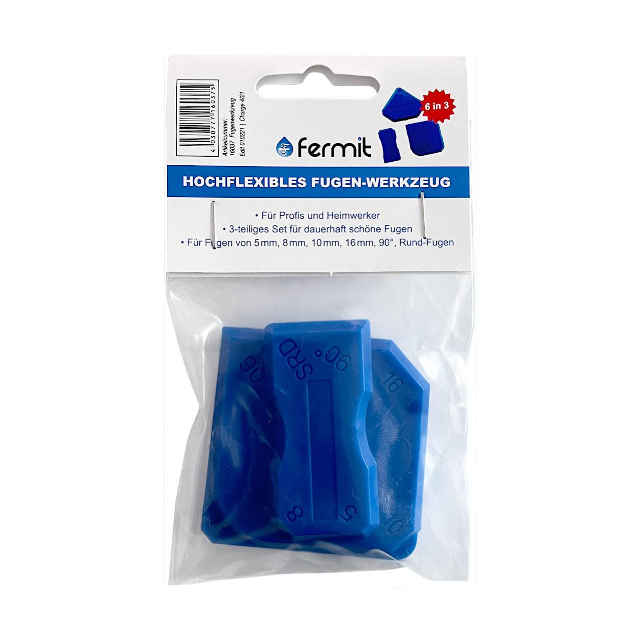 Fermit Fugenwerkzeug, 3-teilig für Fugen von 5 bis 16 mm, 90° und Rund