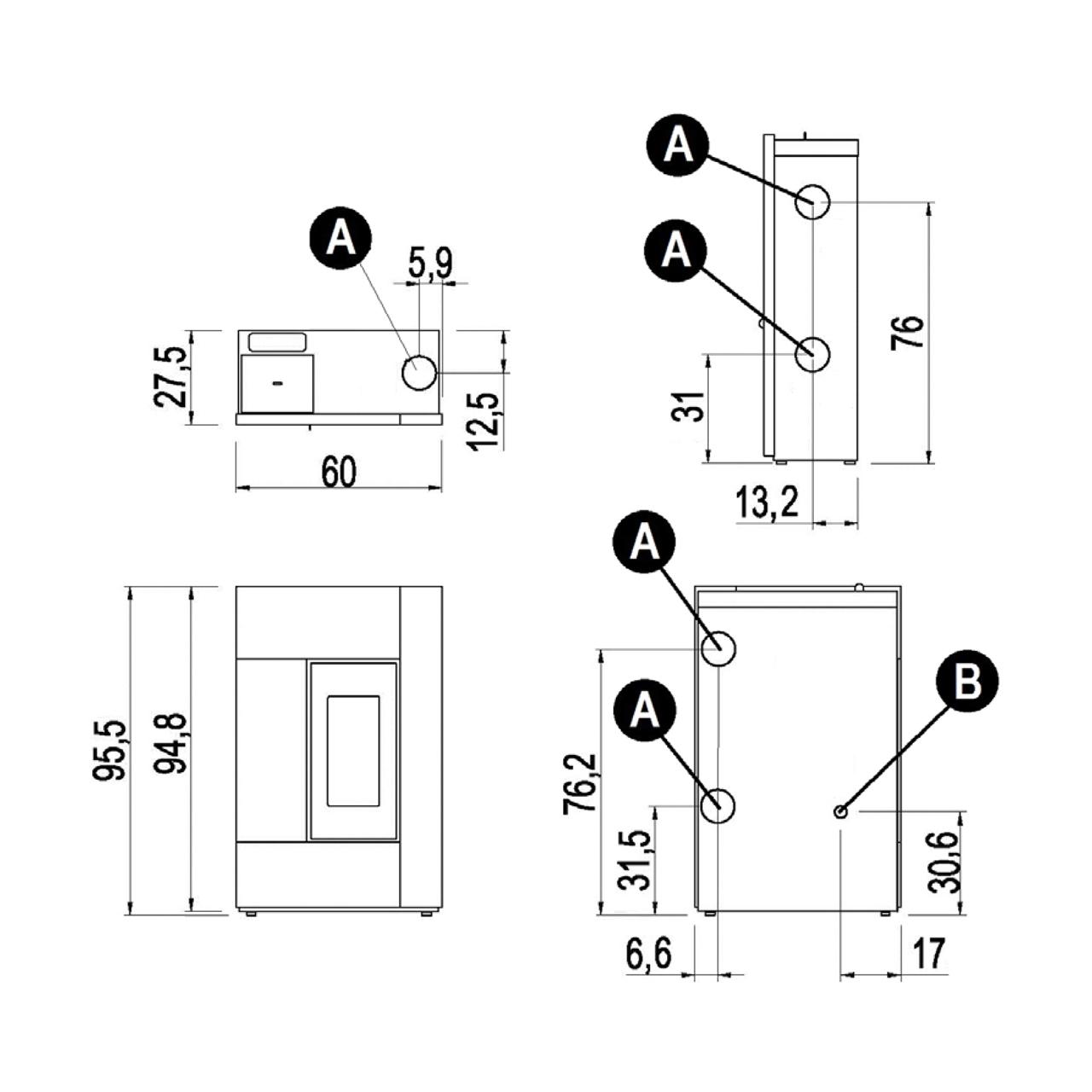Pelletofen Cadel Spirit 5 kW - Ausführung: Weiß