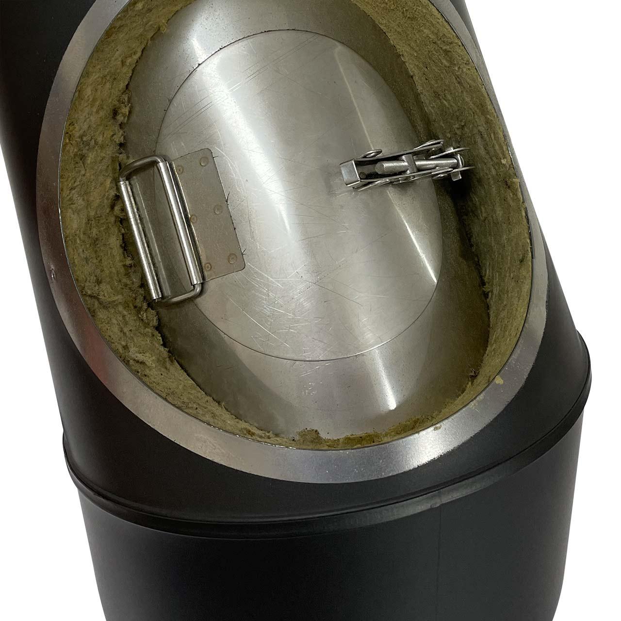 Doppelwandiges Ofenrohr Bogen mit Tür DN 130  mm 45° Schwarz