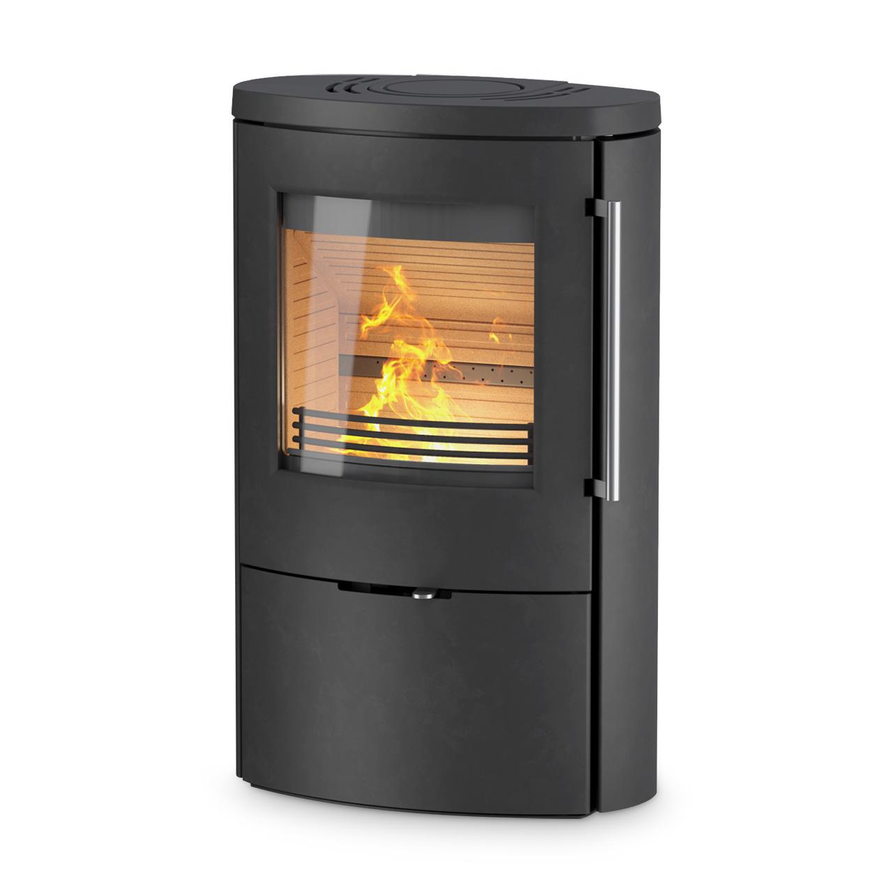 Kaminofen Termatech TT80RL 5,5 kW - Ausführung: TT80RL Schwarz, Rauchrohanschluss oben