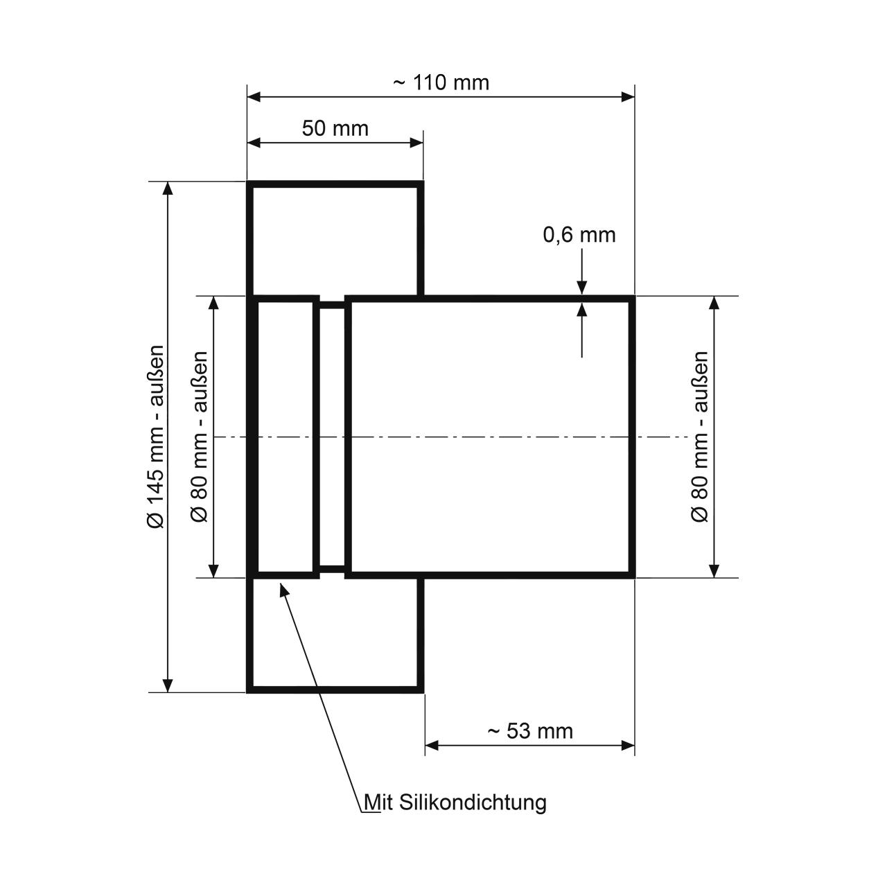 Doppelwandiges Pelletofenrohr Adapter DW/EW DN 80 mm Schwarz