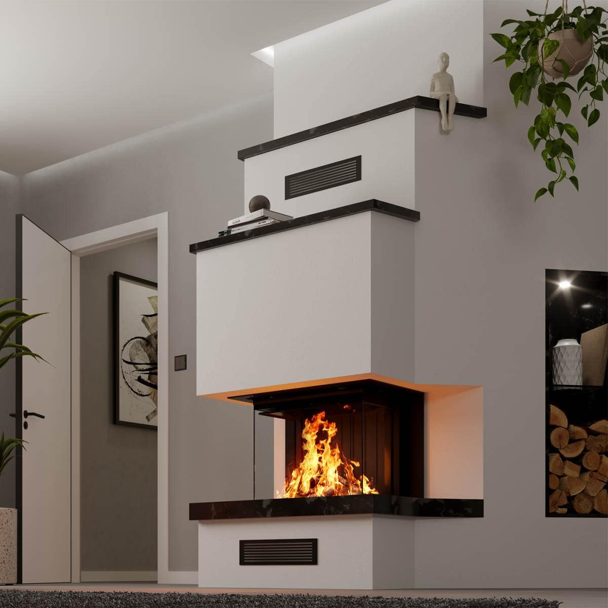 Kamineinsatz Spartherm Premium A-3RL-60h 10 kW - Feuerraumauskleidung: weiß - Rauchrohrdurchmesser: 250 mm