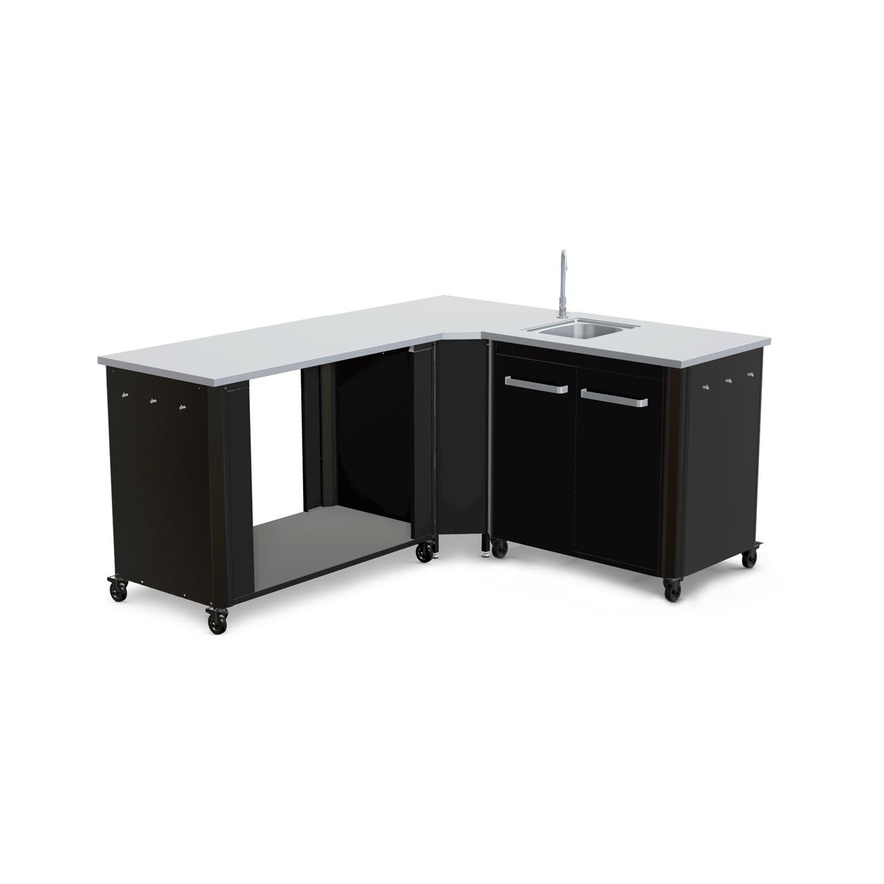 Cozze Outdoorküche Bundle mit Ecktisch, Spülenschrank 90 cm & offenem Modul 115 cm mit Edelstahlplatte