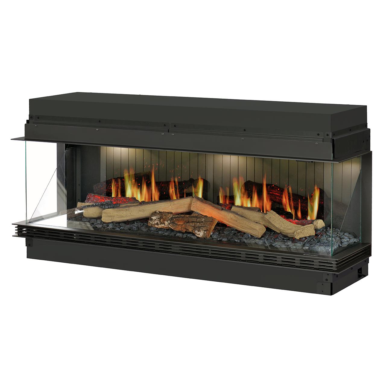 Dimplex Vista 130 III 3-seitiger Premium Elektrokamin mit Opti-V 3D Flammen LED Real Flame Effekt und Heizfunktion für modernes Wohnambiente