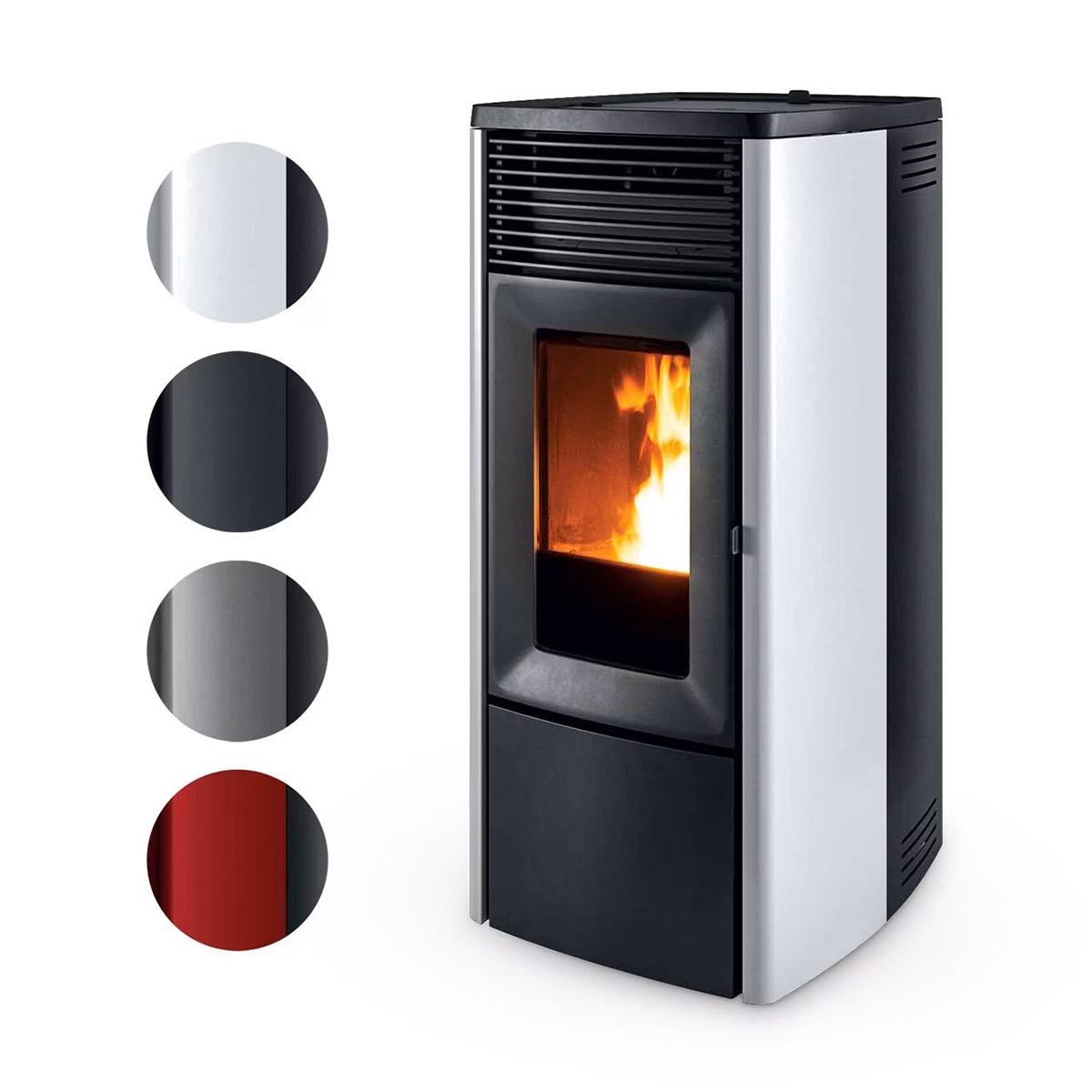 Pelletofen wasserführend MCZ Ego Hydro Matic 12 R 12 kW - Verkleidung: 304 Bordeaux metal