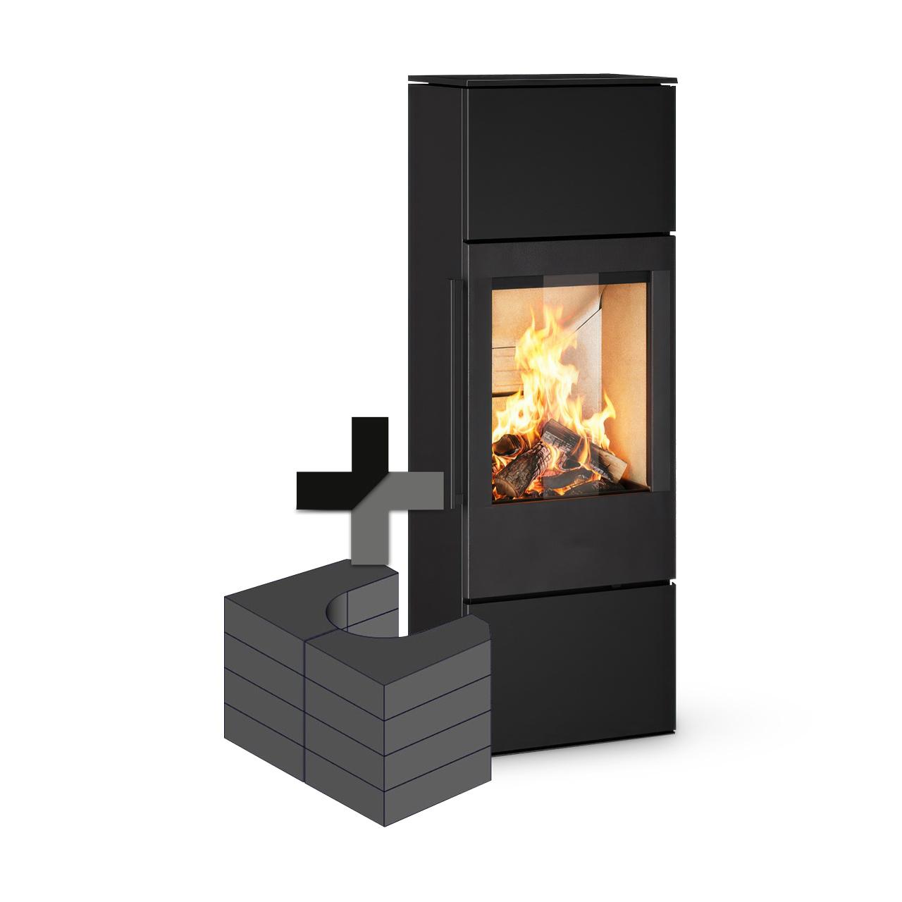 Kaminofen HWAM 5260 Autopilot 4,4 kW, Sondermodell inkl. Wärmespeicher - Ausführung: 5260c, Tür Classic, Korpus Schwarz