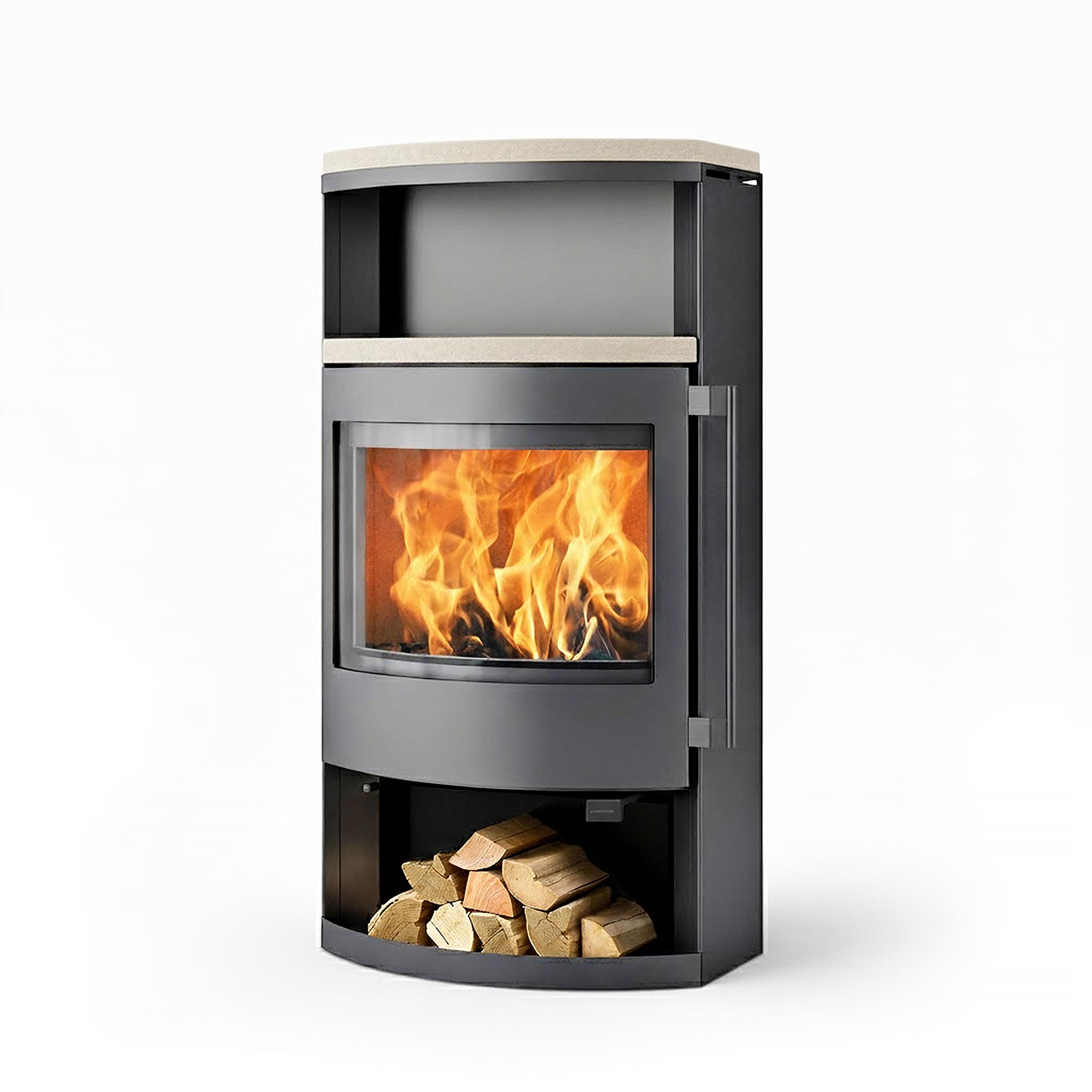 Kaminofen Skantherm Ator 2.0 Stahl mit Komfortgriff 7 kW - Ausführung: Schwarz | Topplatte aus Stahl | Schwarz | Topplatte aus Stahl | 7051153