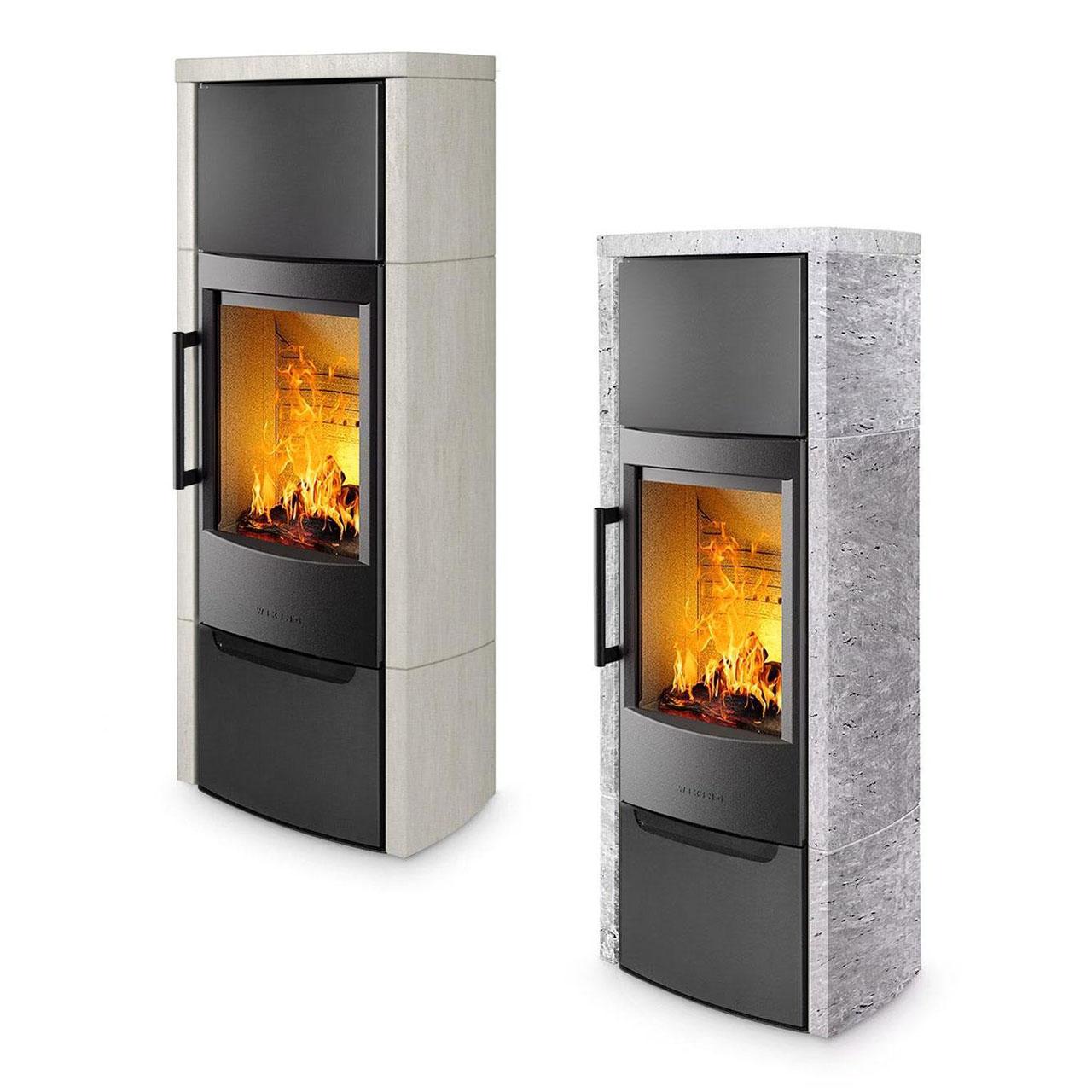 Kaminofen Wiking Miro 6 Naturstein DIBt-geprüft 4,9 kW - Naturstein: Grau - Korpus: Grau - Rauchabgang: Hinten