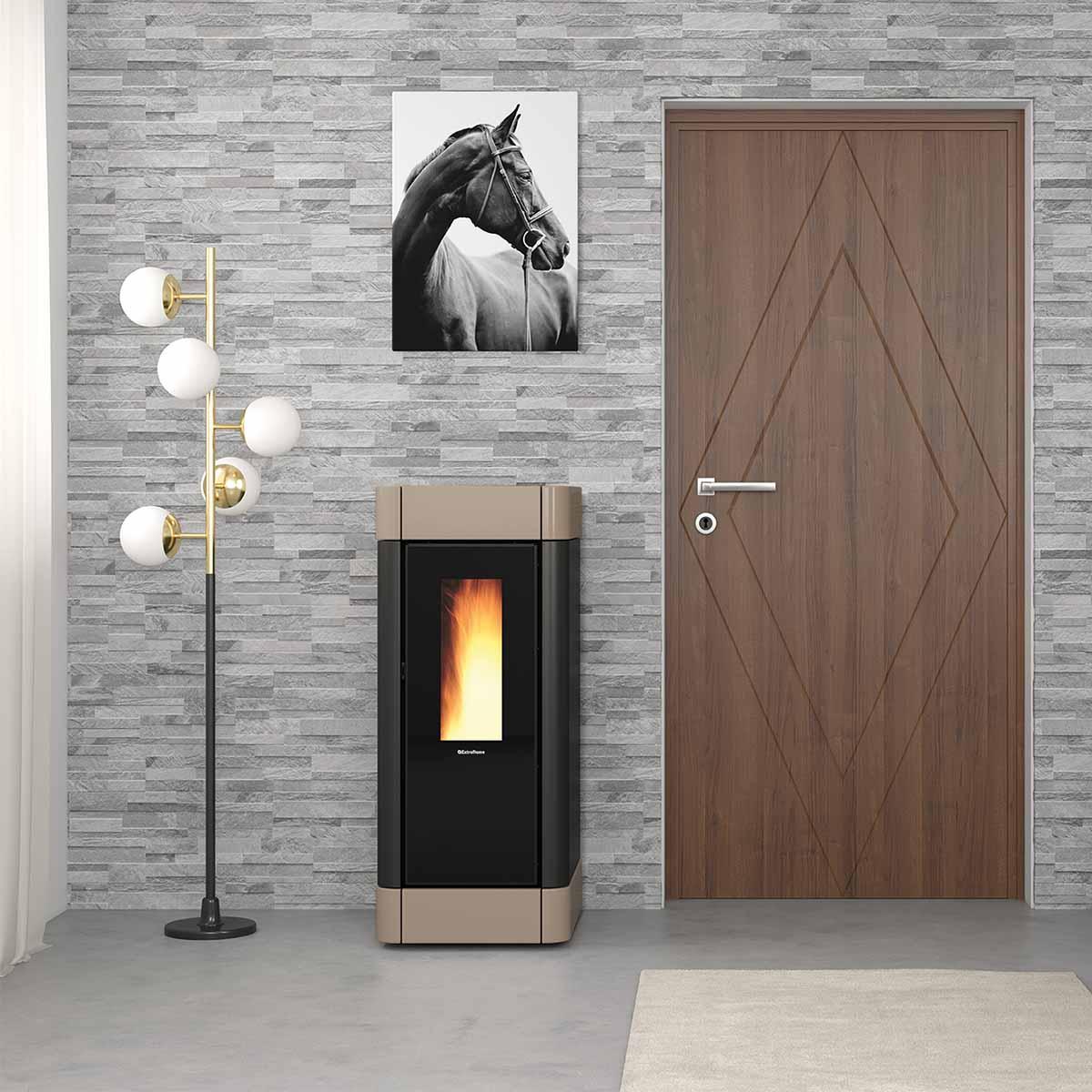 Pelletofen Extraflame Evolution Line Sinfony mit 11 kW - Verkleidung: taupe glänzed
