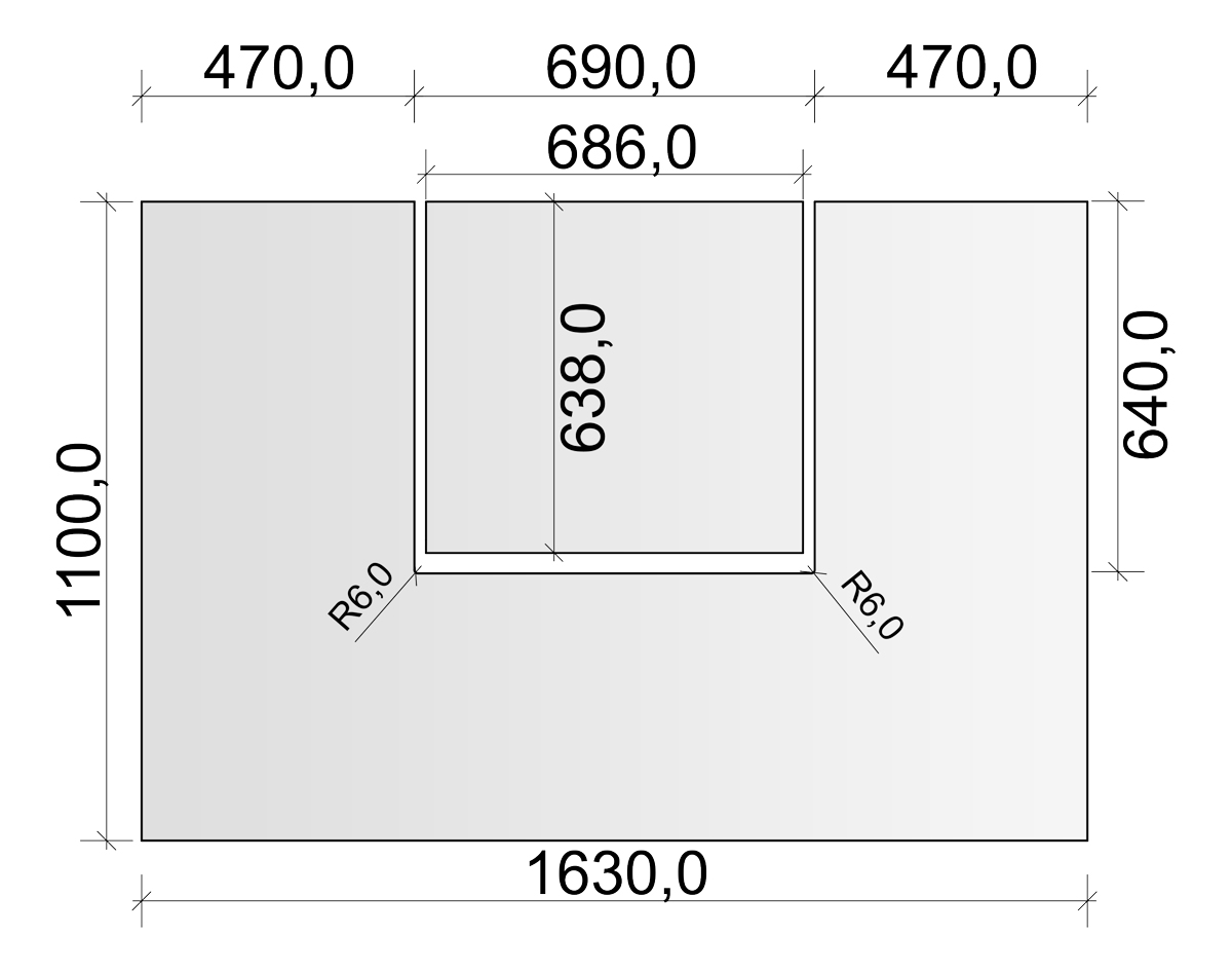 2tlg. Winterplatte/Vorlegeplatte, 163x110 cm mit gefaster Kante