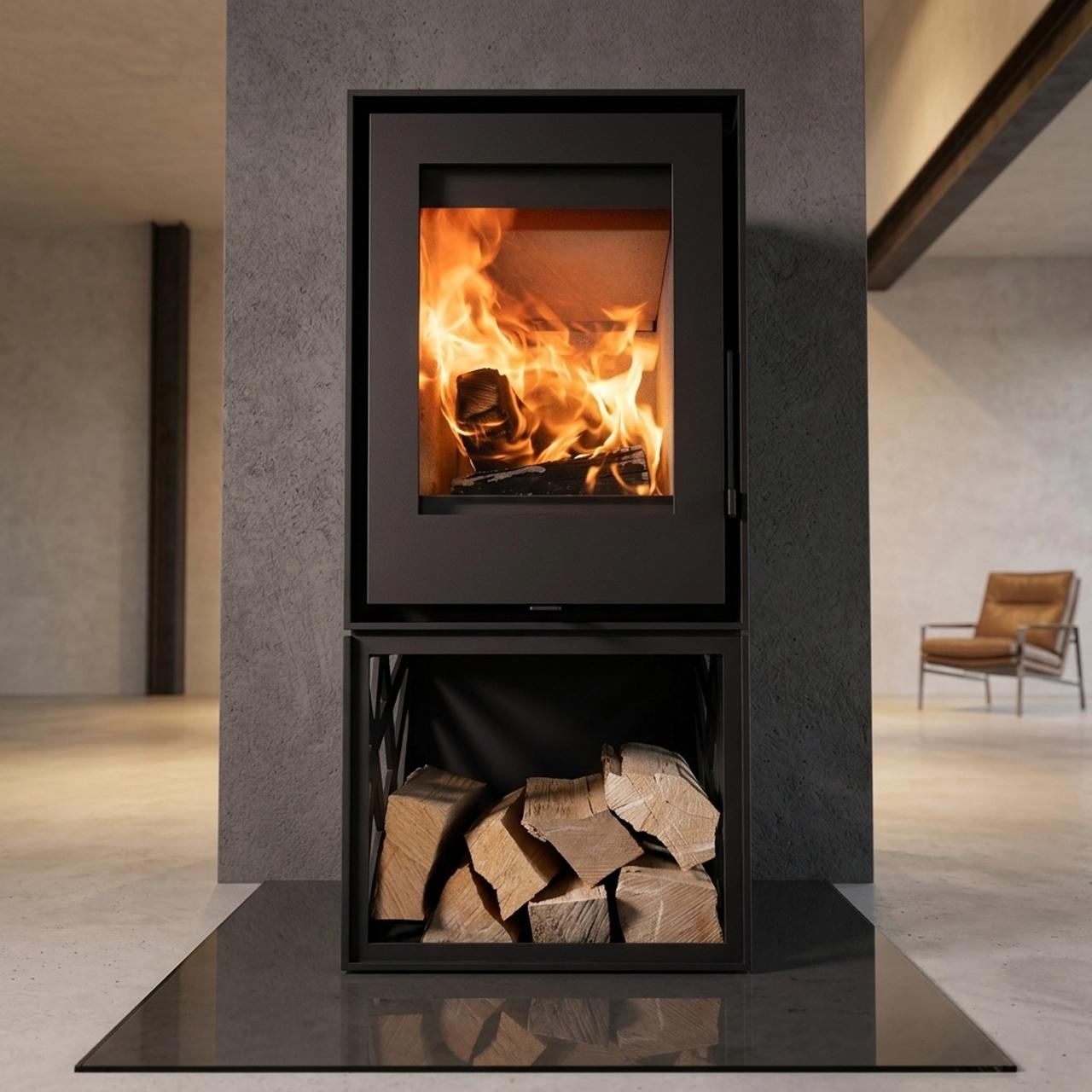 Kaminofen Trimline Woody Orbit mit 6,4 kW - Ausführung: mit Designsockel