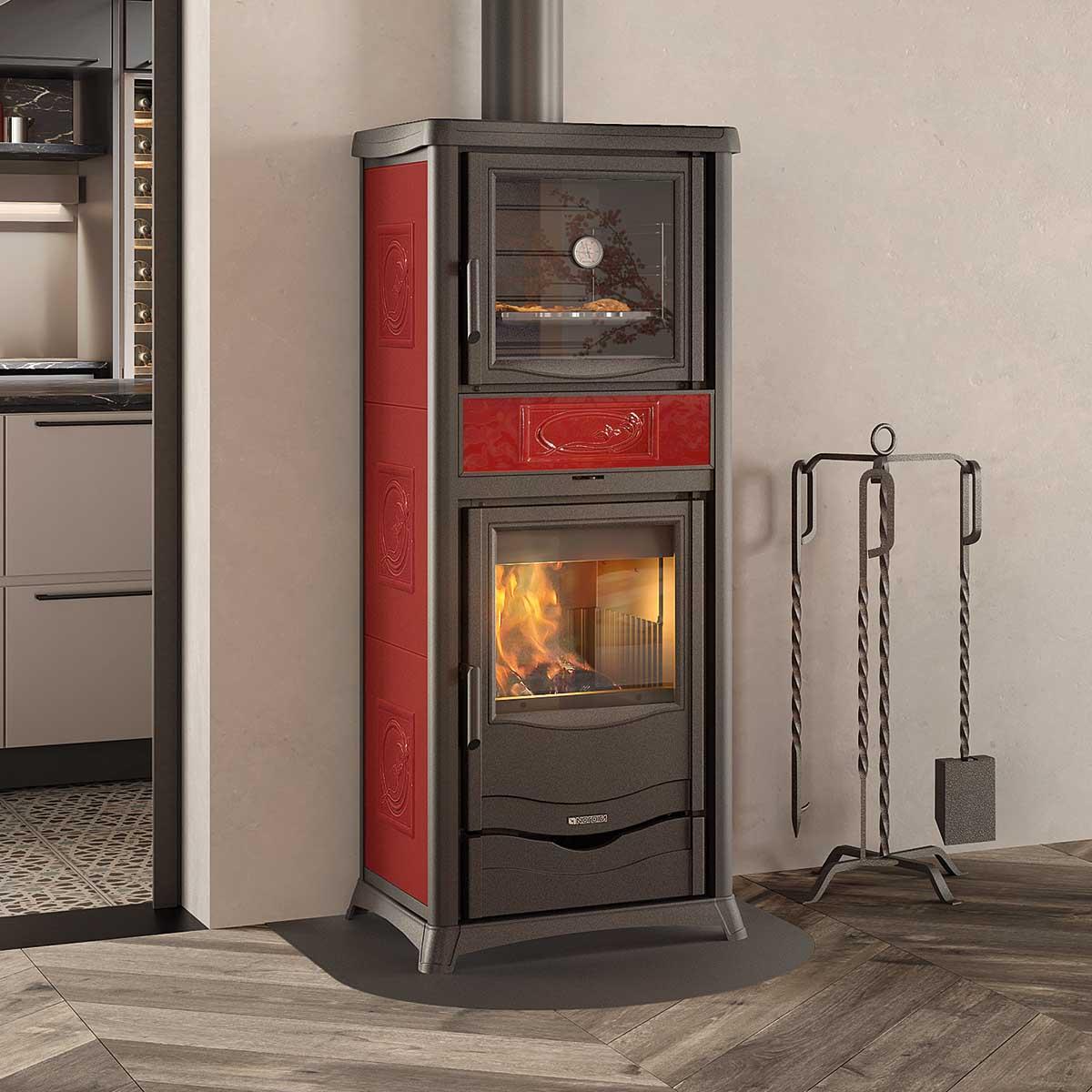 Kaminofen La Nordica Rossella plus Forno.165 mit 9,4 kW - Verkleidung: Keramik panna