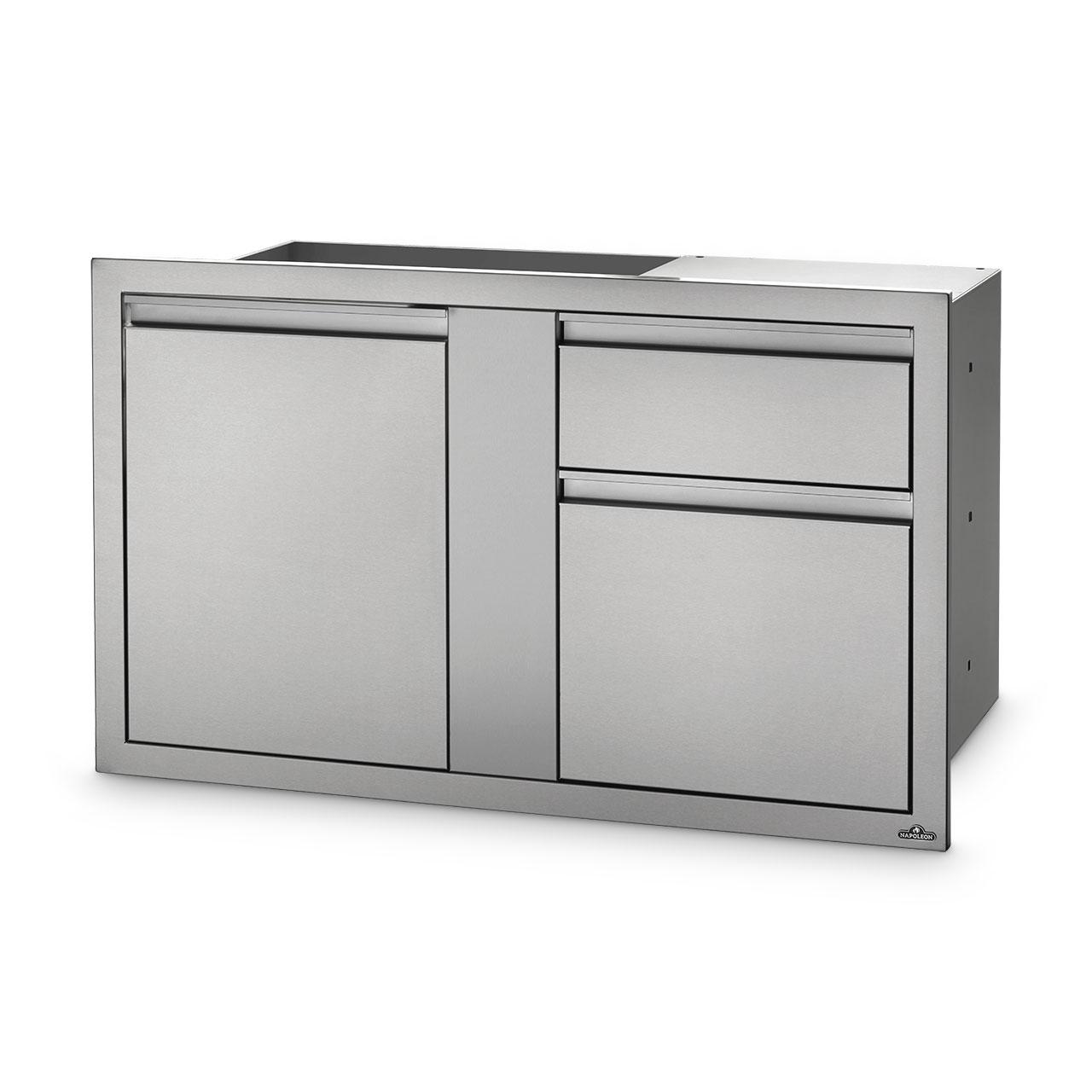 Napoleon Einbaugrill Edelstahl Tür mit 2er Schublade 115x71cm