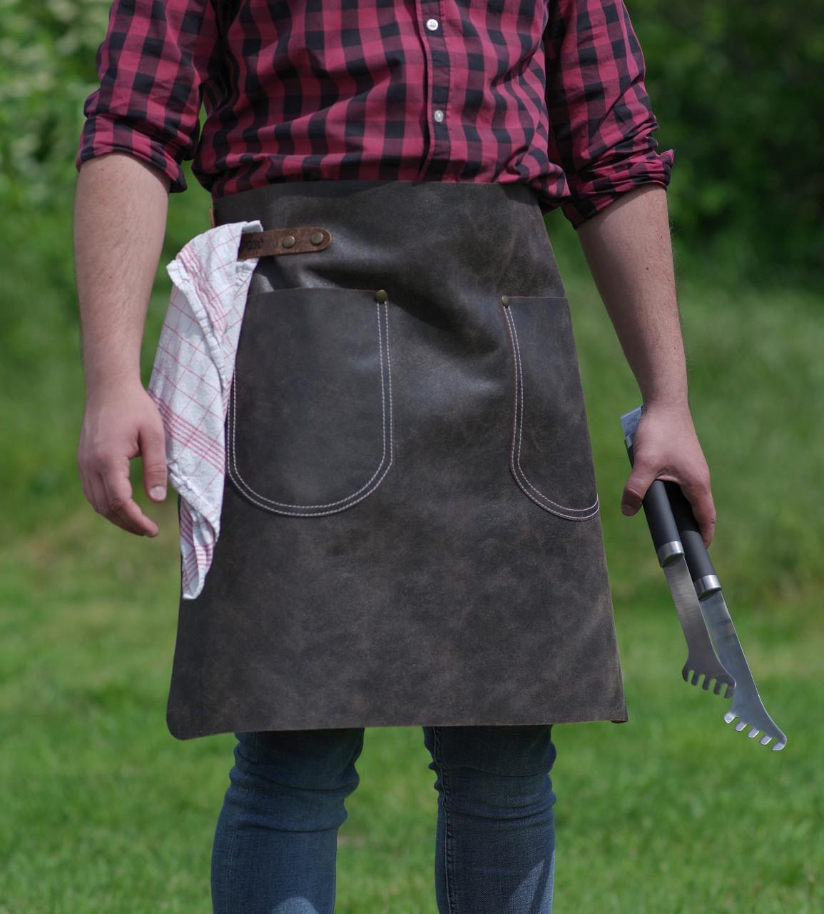 Feuermeister Leder Hüftschürze braun - Ausführung: Gr. 1 (Länge:60cm Breite:55cm)