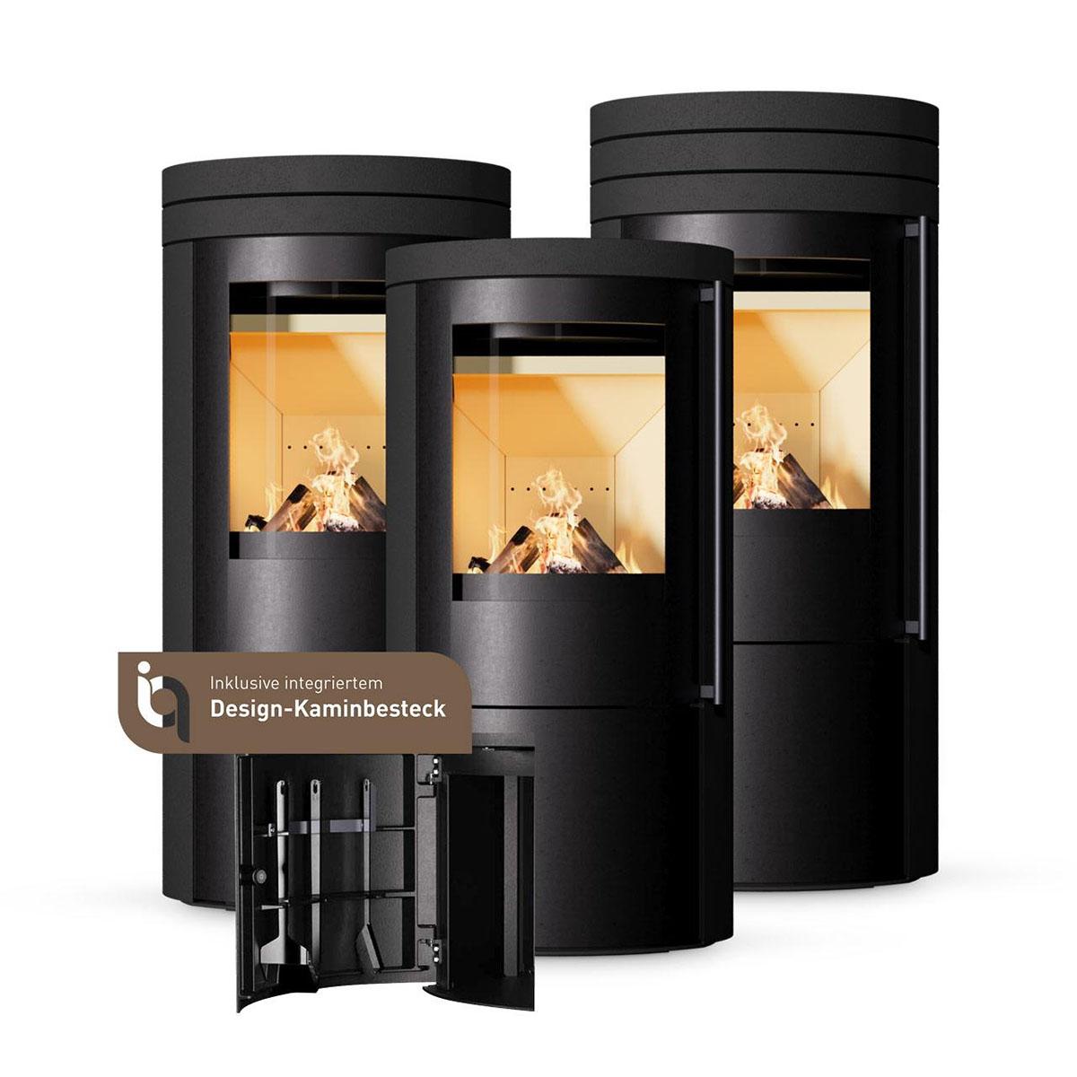 Kaminofen Vaio IQ 33 Naturstein Absolute Black Edition mit 6,3 kW inkl. Kaminbesteck