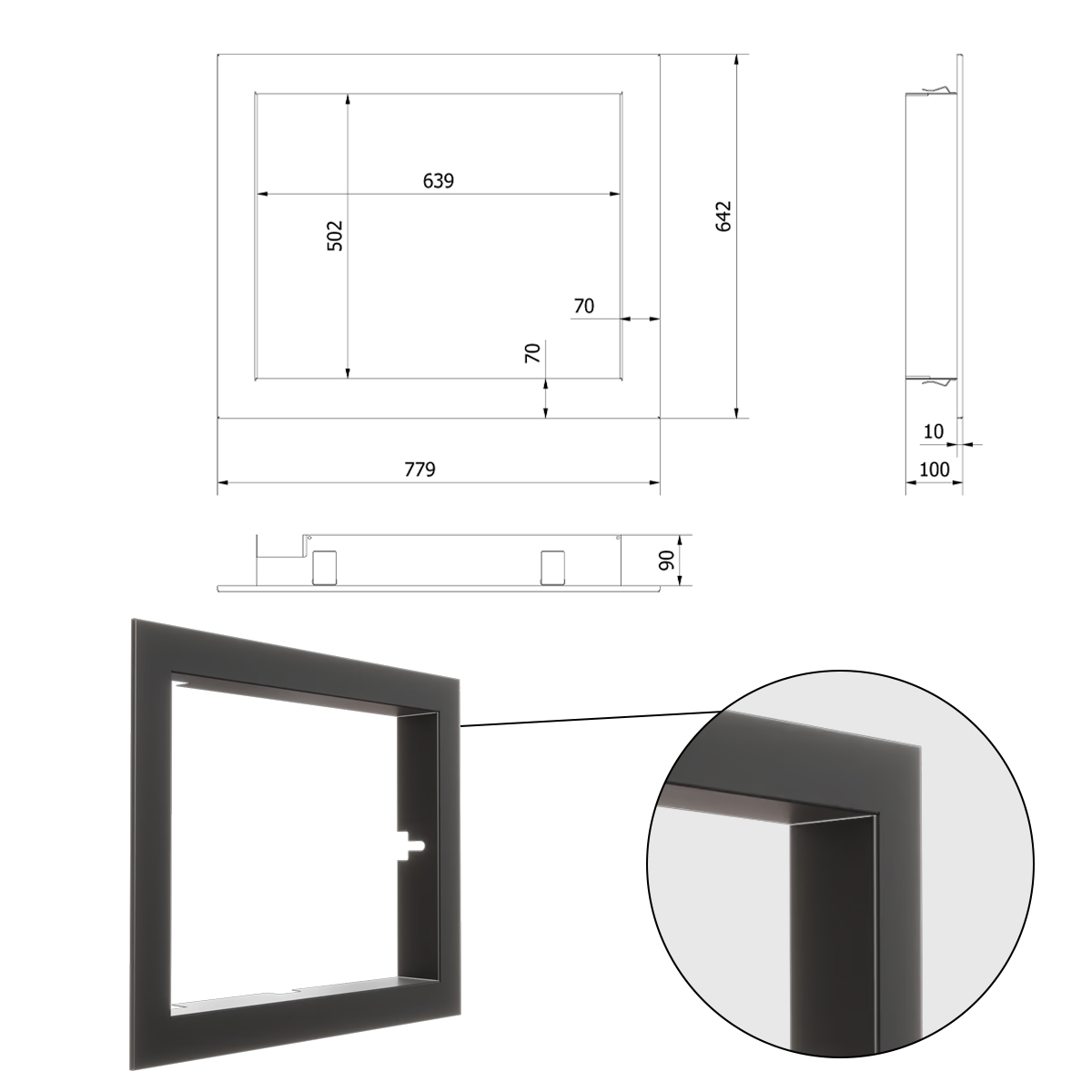 Blendrahmen gerade, Rahmenstärke 70 mm (Art. 7065351)