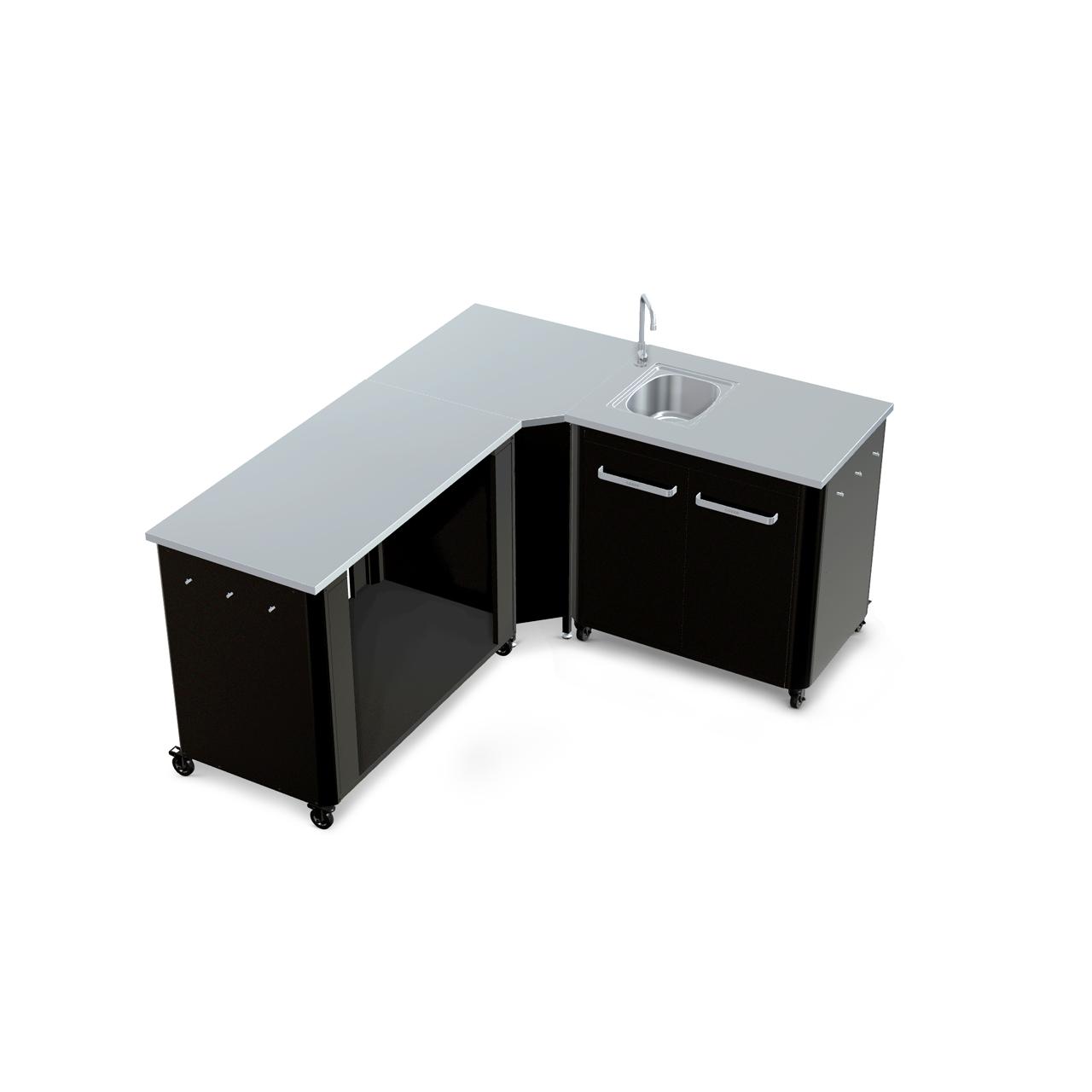 Cozze Outdoorküche Bundle mit Ecktisch, Spülenschrank 90 cm & offenem Modul 115 cm mit Edelstahlplatte
