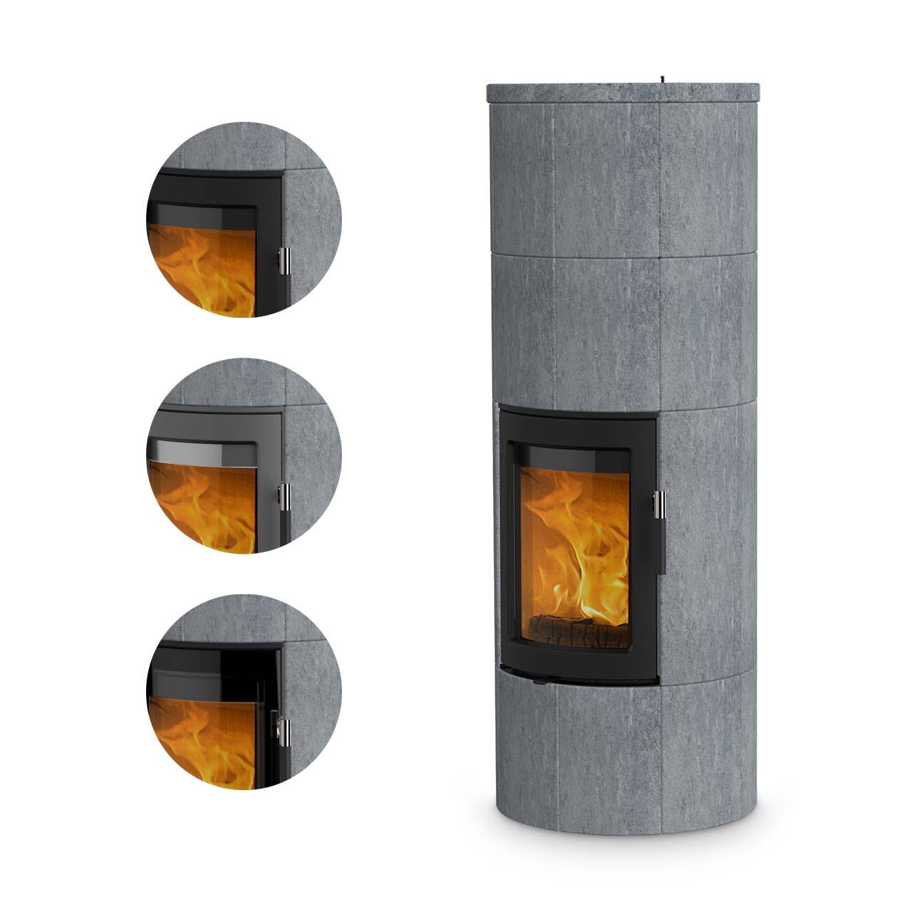 Speicherofen Lotus Maestro 2 Speckstein 6 kW - Feuerraumtür: Grau