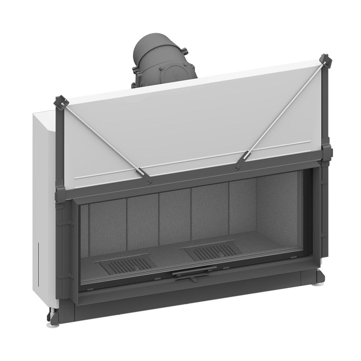 Kamineinsatz Schmid Lina 120 h mit 10 kW - Türhöhe: 51 cm - Brennraumauskleidung: Schamotte Anthrazit - modulares Blendrahmensystem: ja