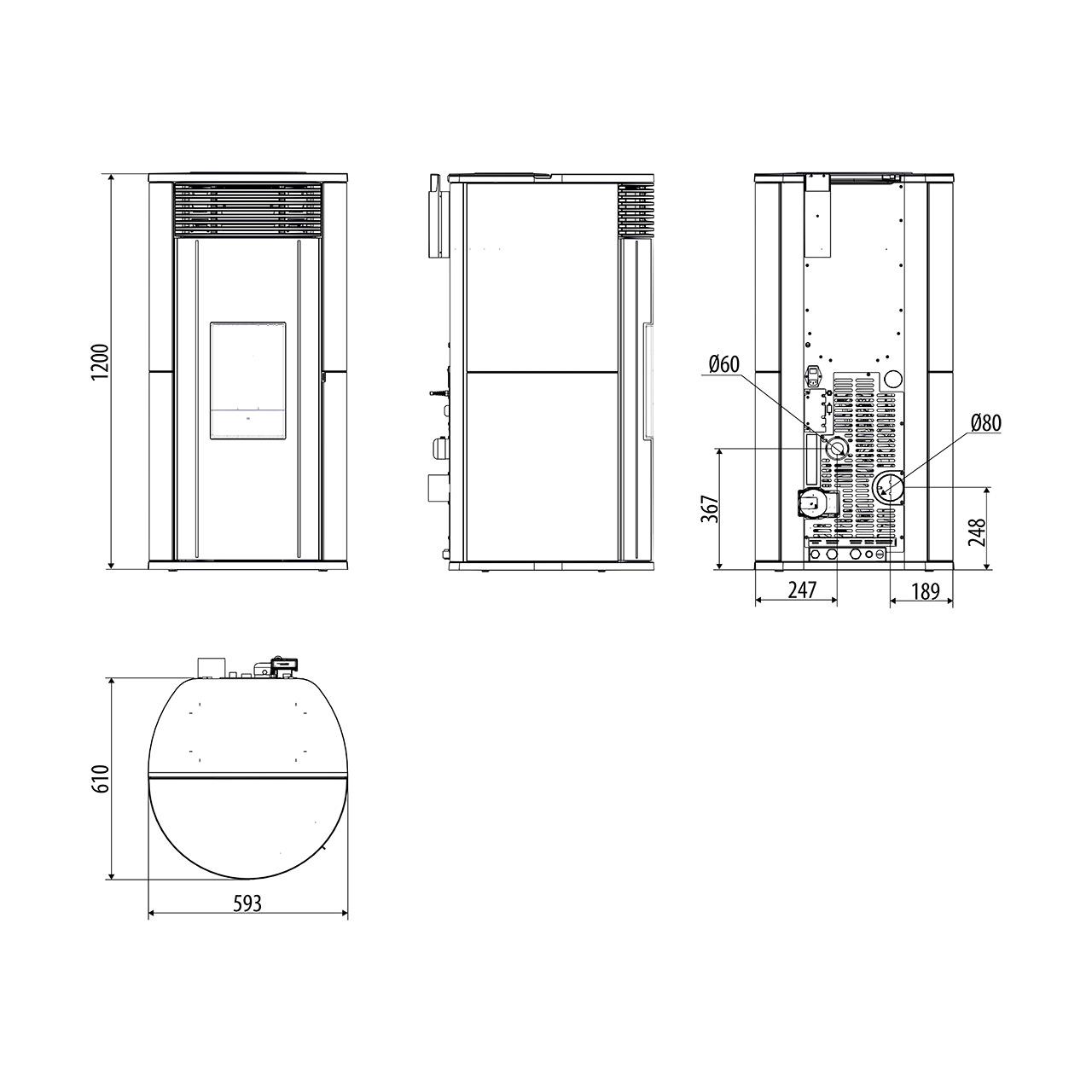 Pelletofen wasserführend MCZ PAD Hydro Matic 18 R 17,7 kW - Ausführung: 102 Plain White ceramic