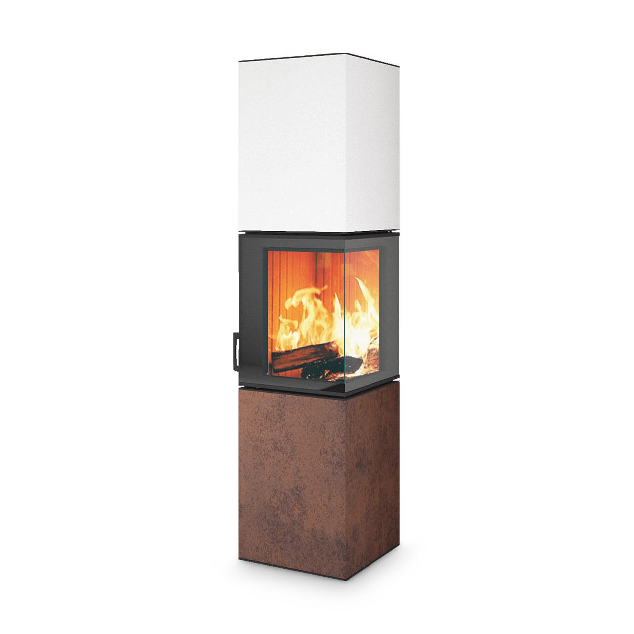 Kaminofen Neocube S20 XL 5,4 kW - Oberteil: Arctic White - Unterteil: Iron Corten