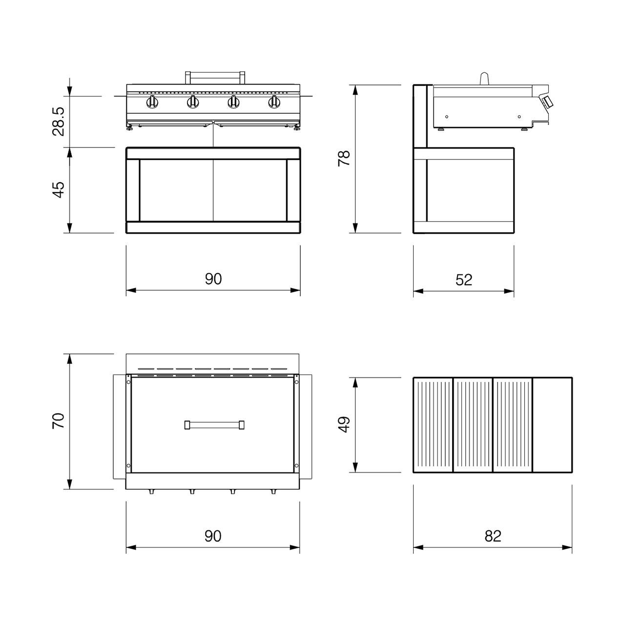 Outdoorküche Palazzetti Gasgrill Modul 90 Gas-Kochsystem - Ausführung: Stellfläche Farbe Rot