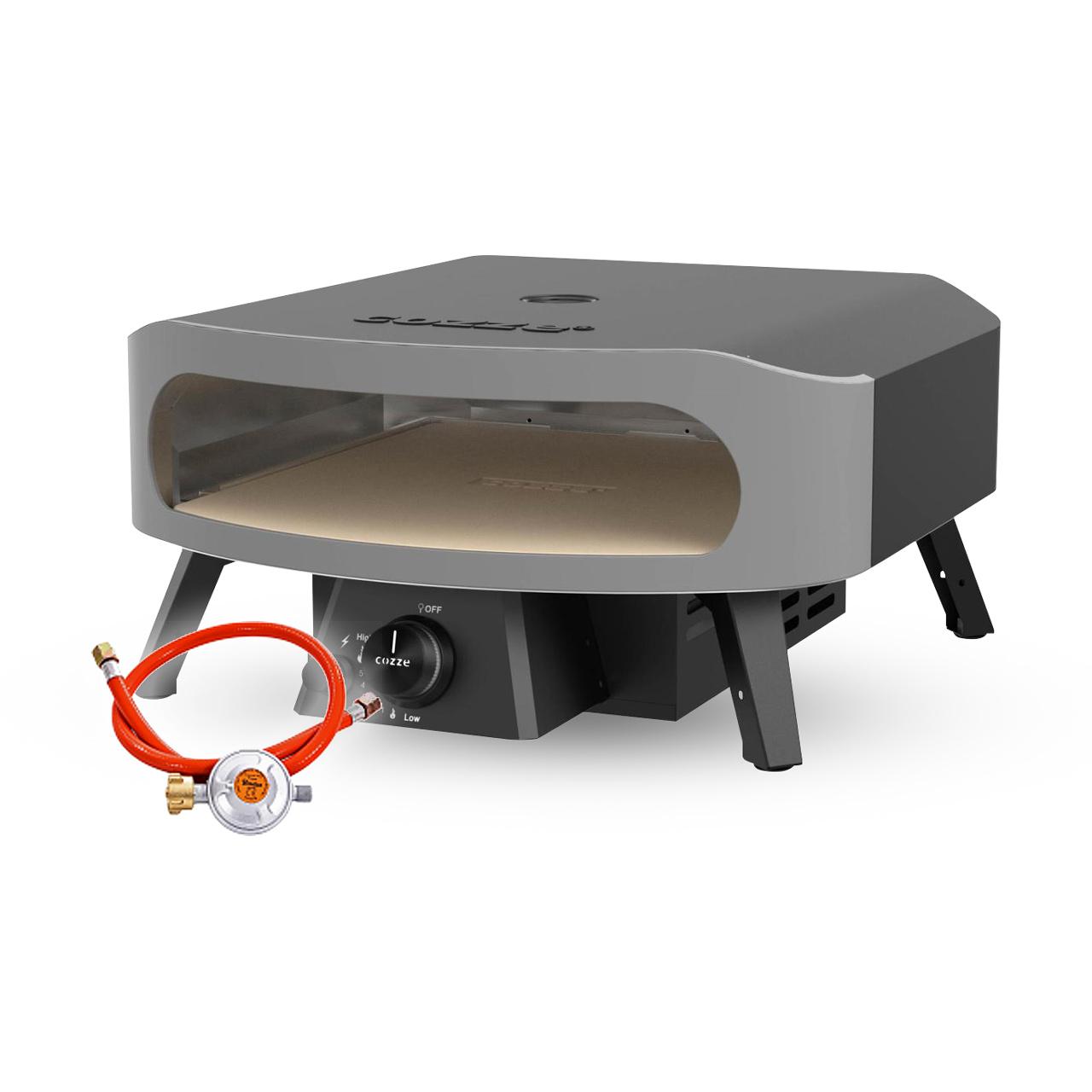 Gas Pizzaofen Cozze 17 Zoll Classic mit Thermometer & Druckminderer 50 mbar Zubehör Set 1