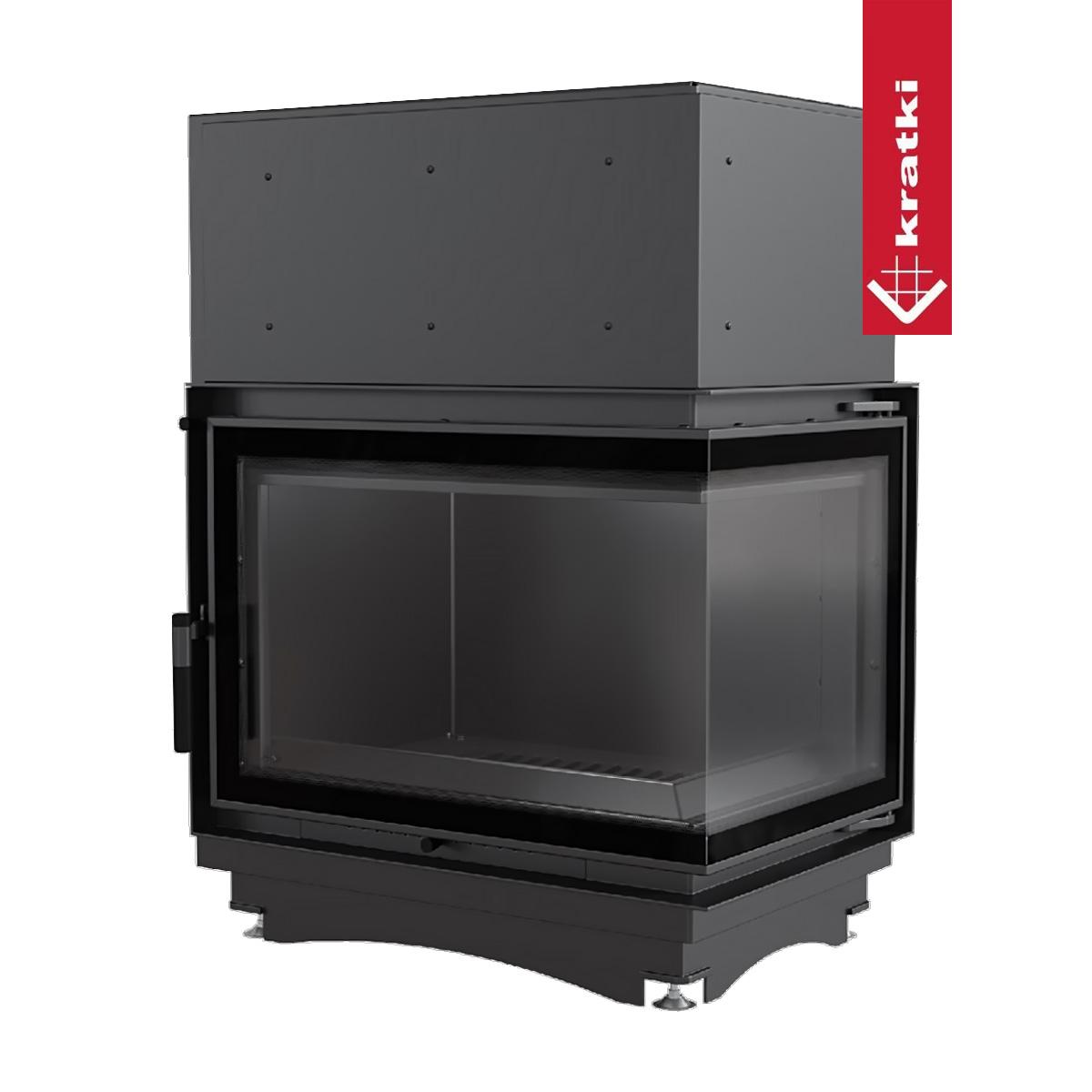 Eck-Kamineinsatz wasserführend Kratki Zuzia Deco mit 12 kW - Türanschlag: rechts