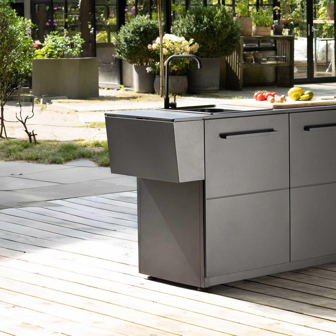 Outdoorküche Cozze Elements mit Combo 900 Plancha Grill und Spülmodul, Länge 3100 mm