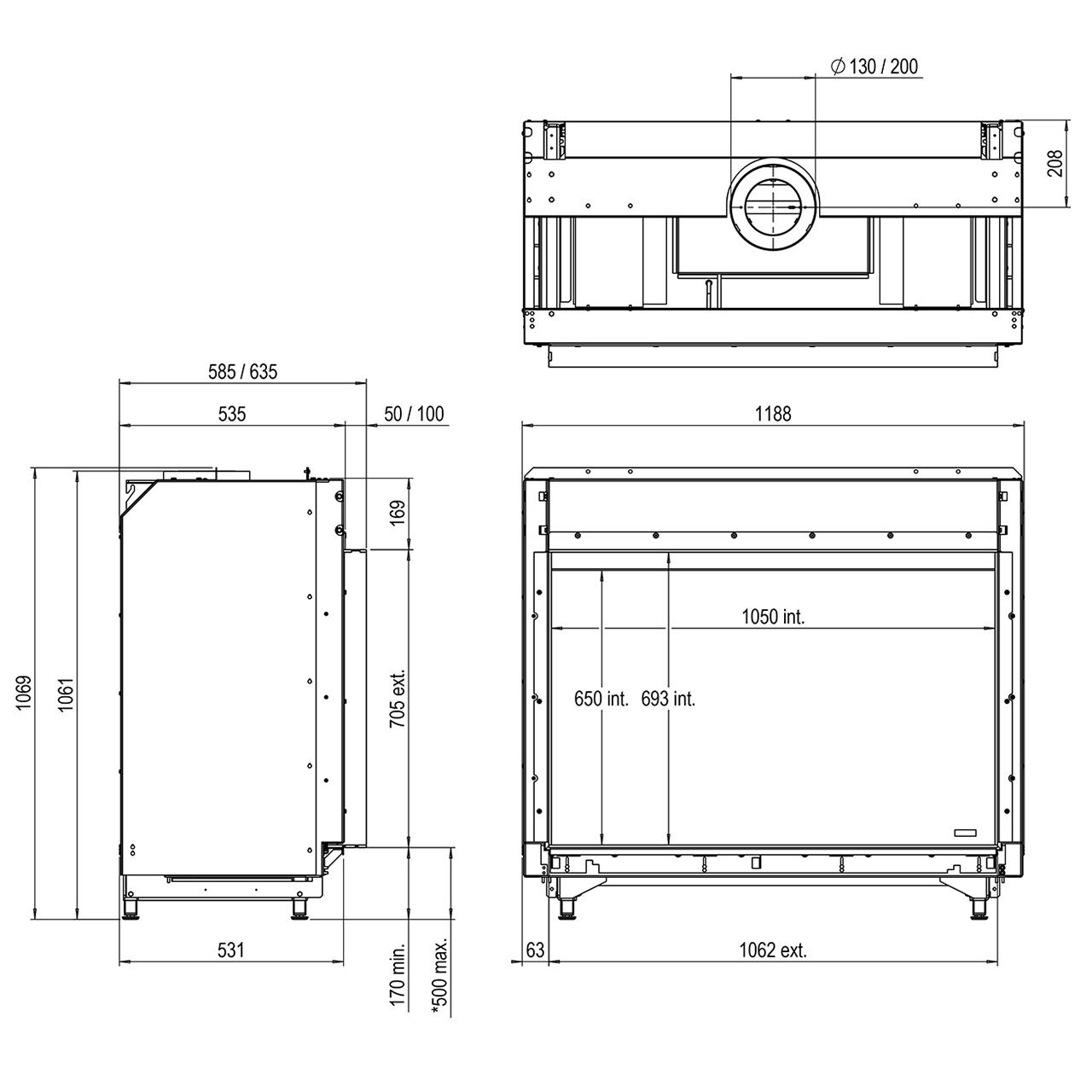 Gaskamin Faber MatriX 1050/650 I 9,7 kW - Ausführung: Erdgas G25