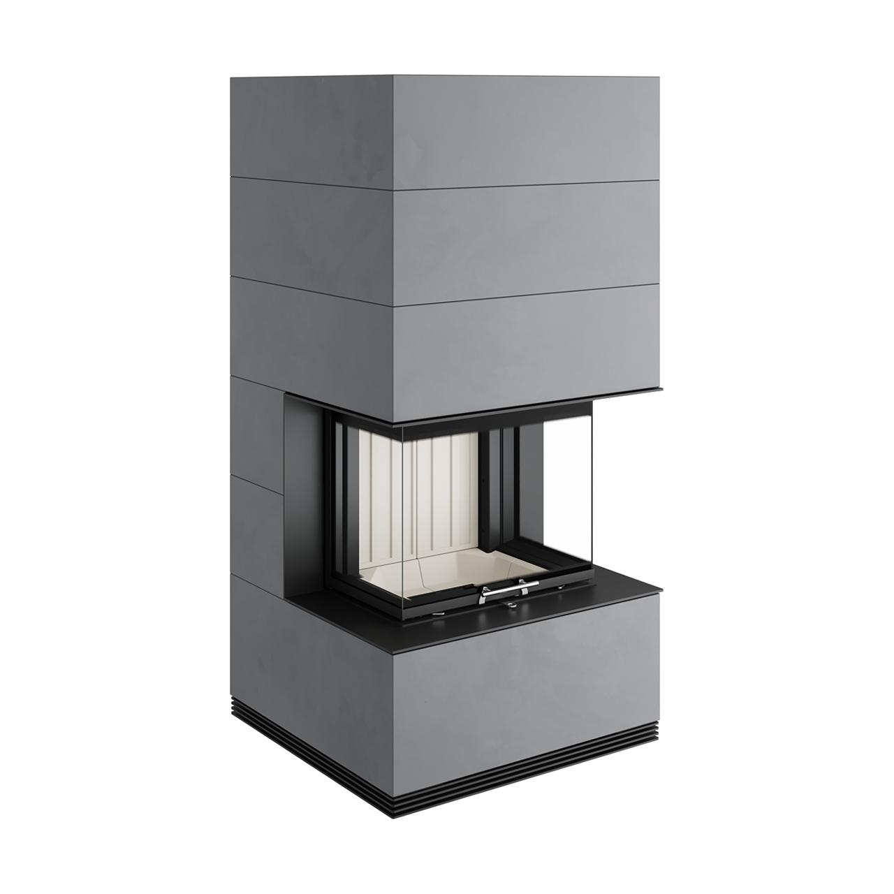 Kaminbausatz Spartherm SIM Arte 3RL-60h 10 kW - Verkleidung: 1/3 Beton Fino - Feuerraumauskleidung: Elfenbein