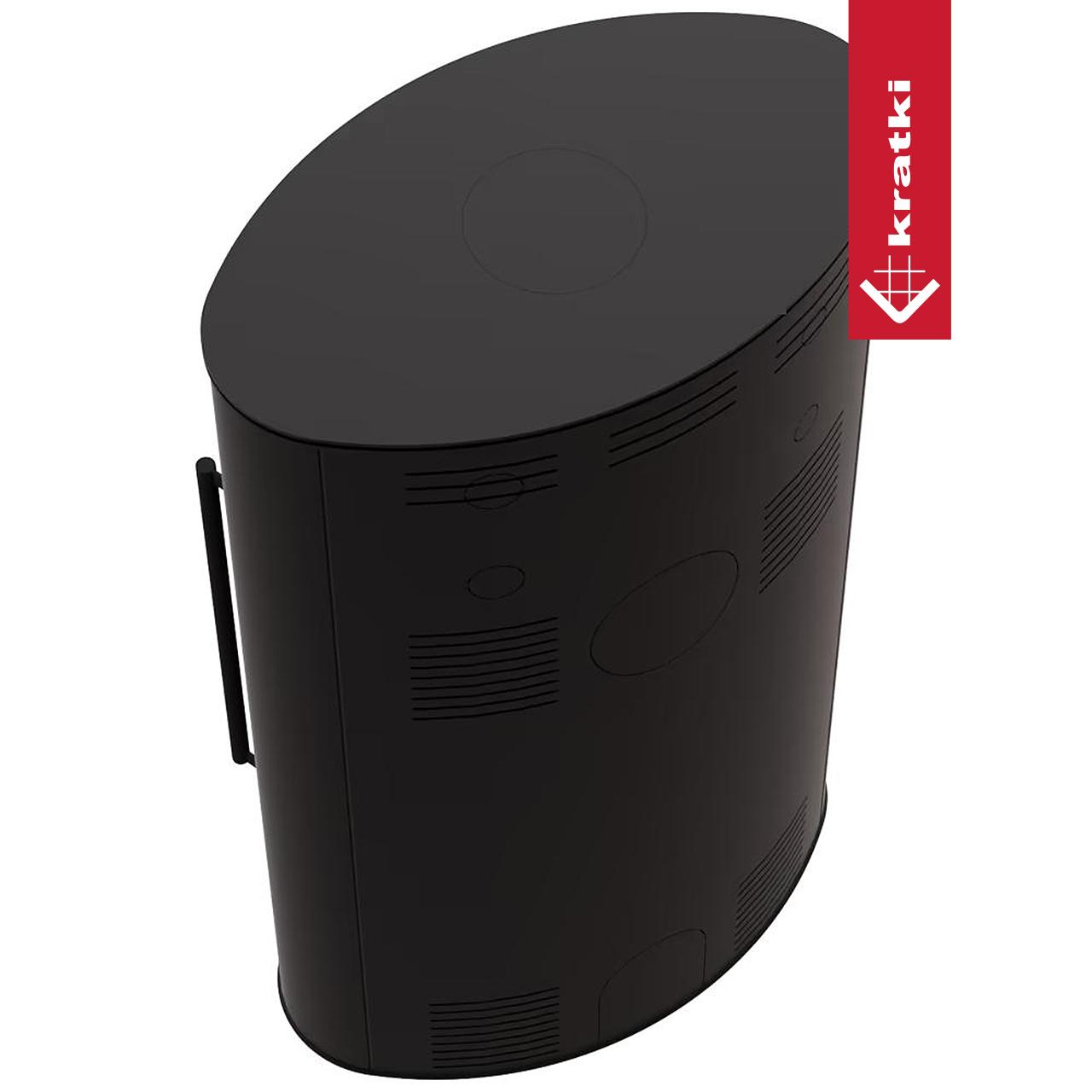 Kaminofen Kratki BJORN/W mit 7 kW - Verkleidung: Stahl schwarz - Topplatte: Stahl schwarz - Feuerraumauskleidung: schwarz