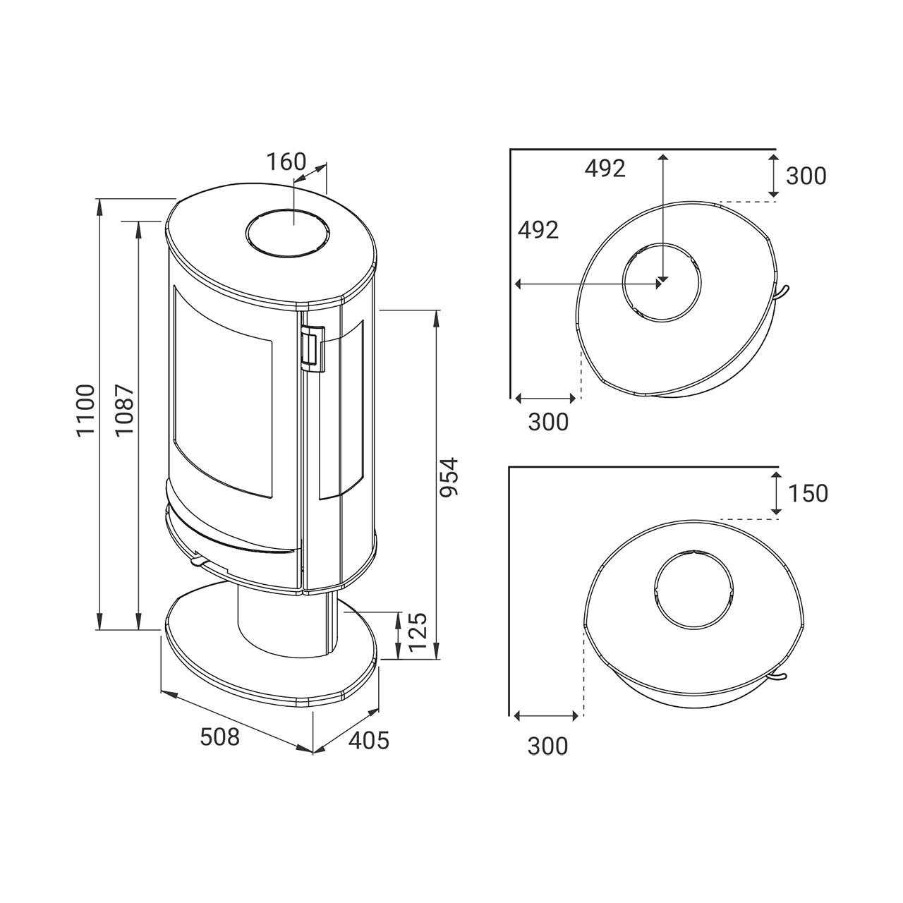 Lotus Kaminofen Liva 7 G Seitenglas 5 kW