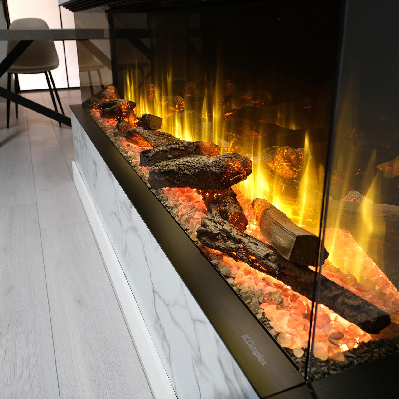Dimplex Ignite Ultra 74 Elektrokamin - 3-seitiger Panorama-Einbau mit Optiflame-Technologie, App-Steuerung und Soundeffekt