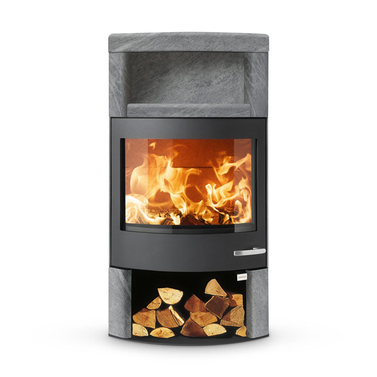 Kaminofen Skantherm Ator Plus Panorama 9,9 kW - Ausführung: Speckstein, Korpus Schwarz